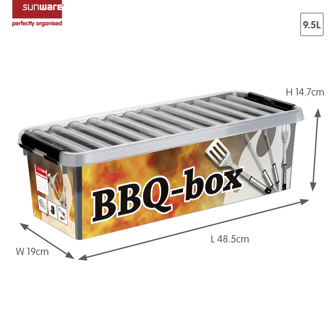 Sunware Aufbewahrungsbox Q-line BBQ mit Einsatz 9,5L metallfarbig schwarz