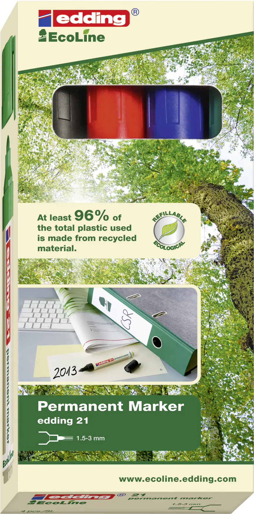 edding Permanentmarker e-21/4 Eco Line 4er Set 1,5 - 3 mm