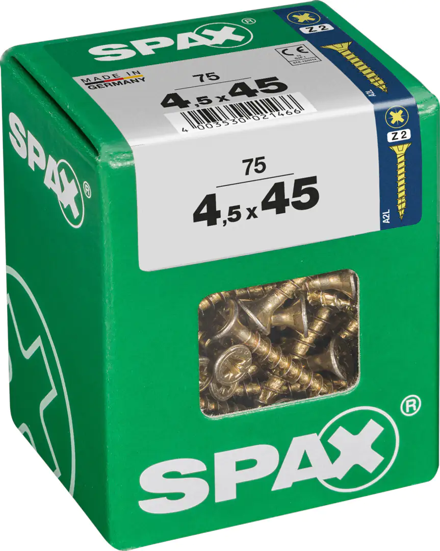 Spax Universalschrauben 4.5 x 45 mm PZ 2 - 75 Stk.