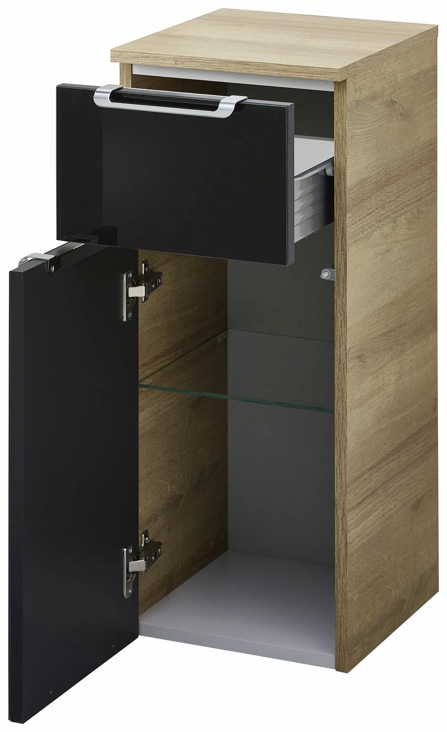 Pelipal Badschrank Münster Riviera Eiche Dekor schwarz 30 x 72 cm