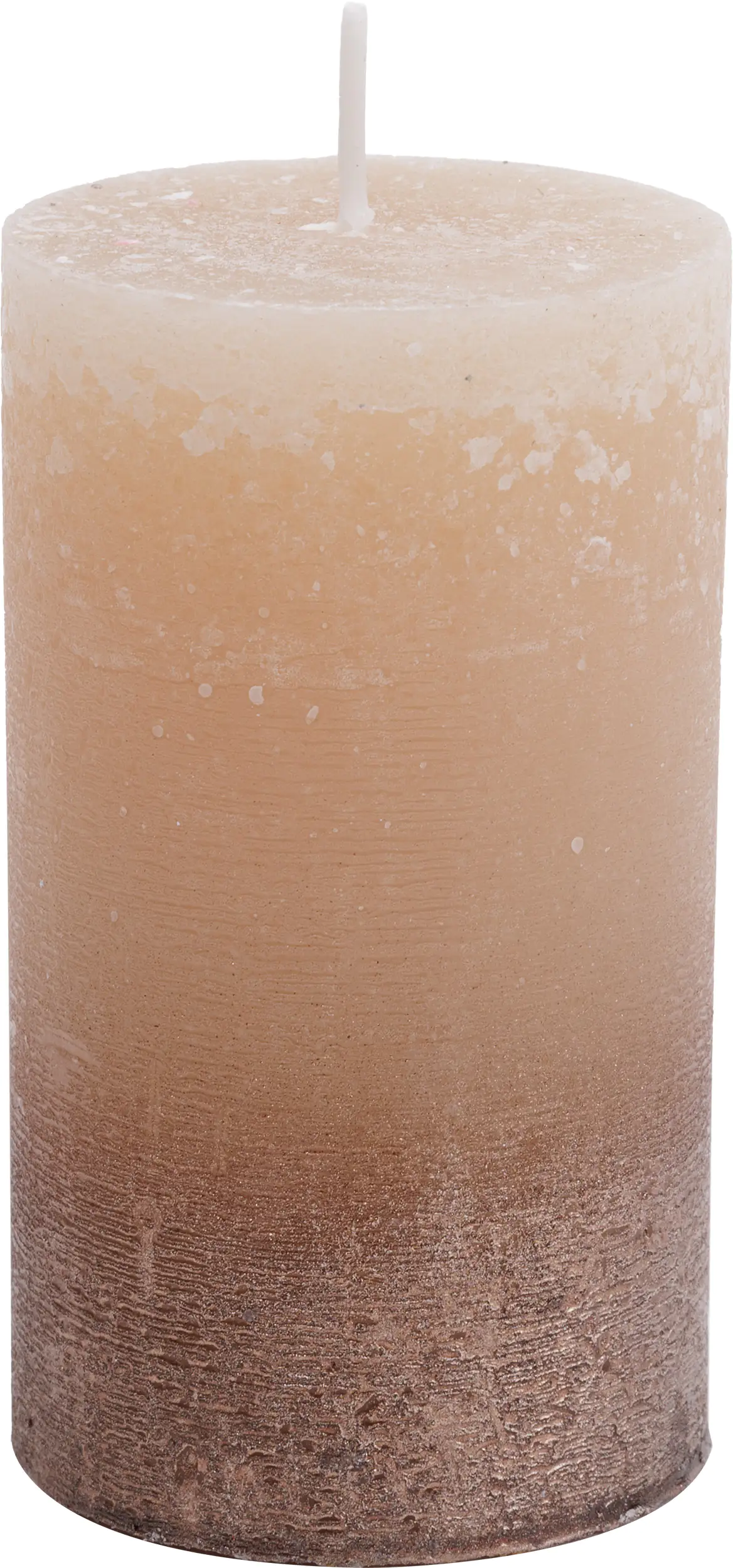 House of Rustic Kerze hellbraun mit Glanz-Streifen Ø 6,8 x 12 cm