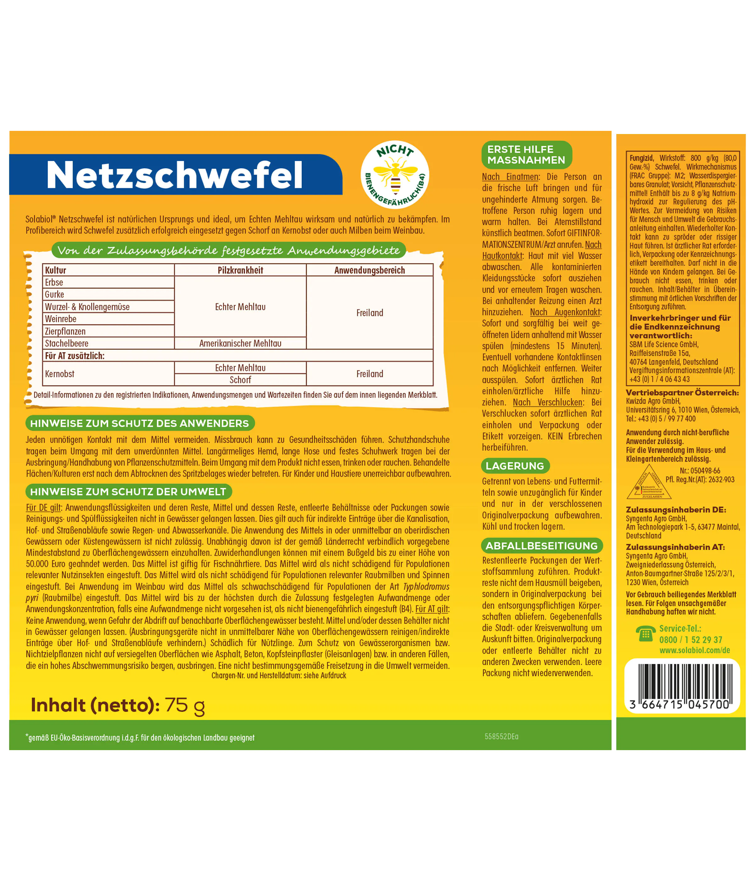 Solabiol Netzschwefel Pilzfrei 75 g Solabiol Netzschwefel Pilzfrei 75 g
