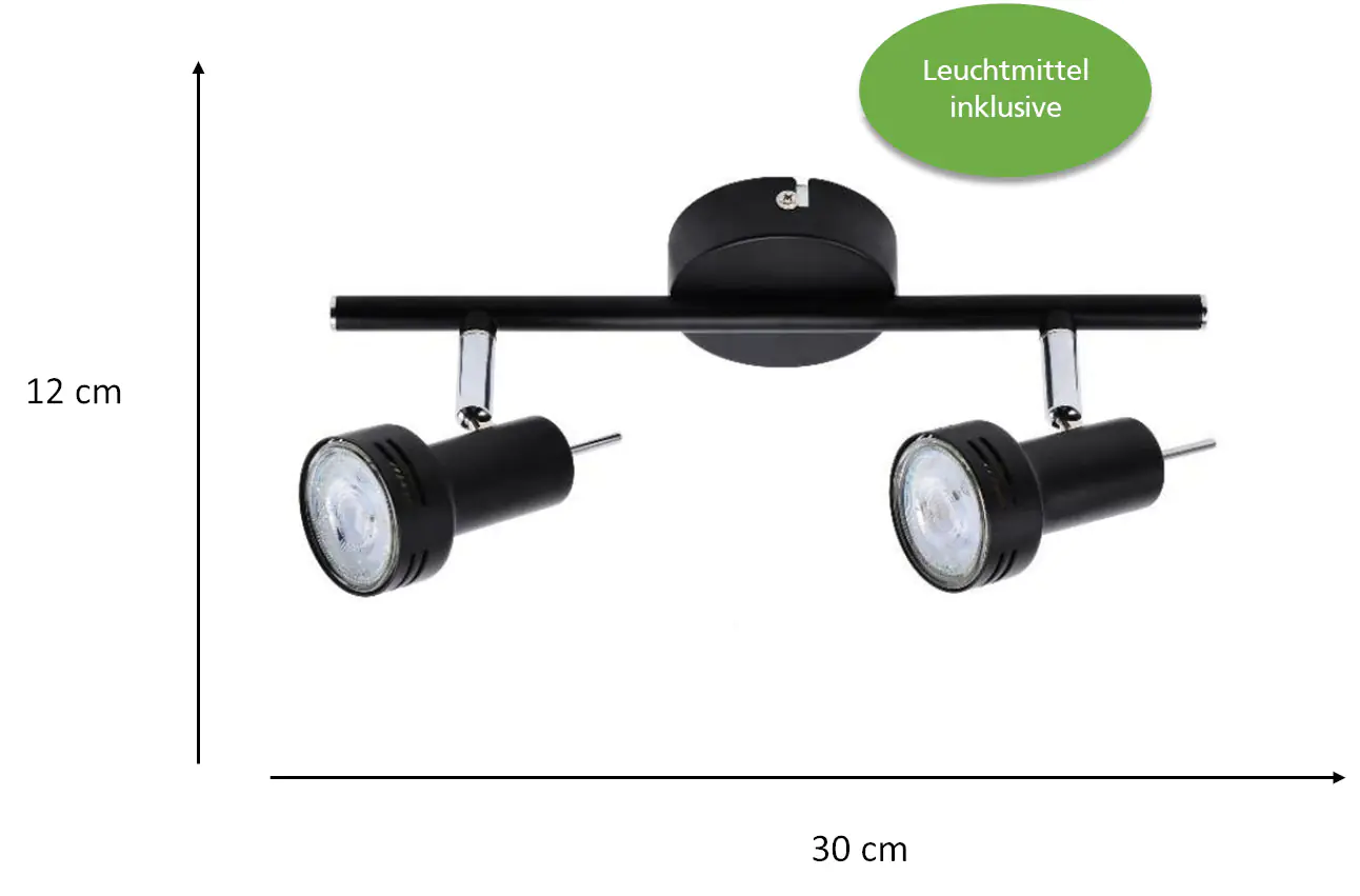 Primaster Deckenstrahler 2er LED Spot New York GU10 8 x 30 x 12 cm schwarz 