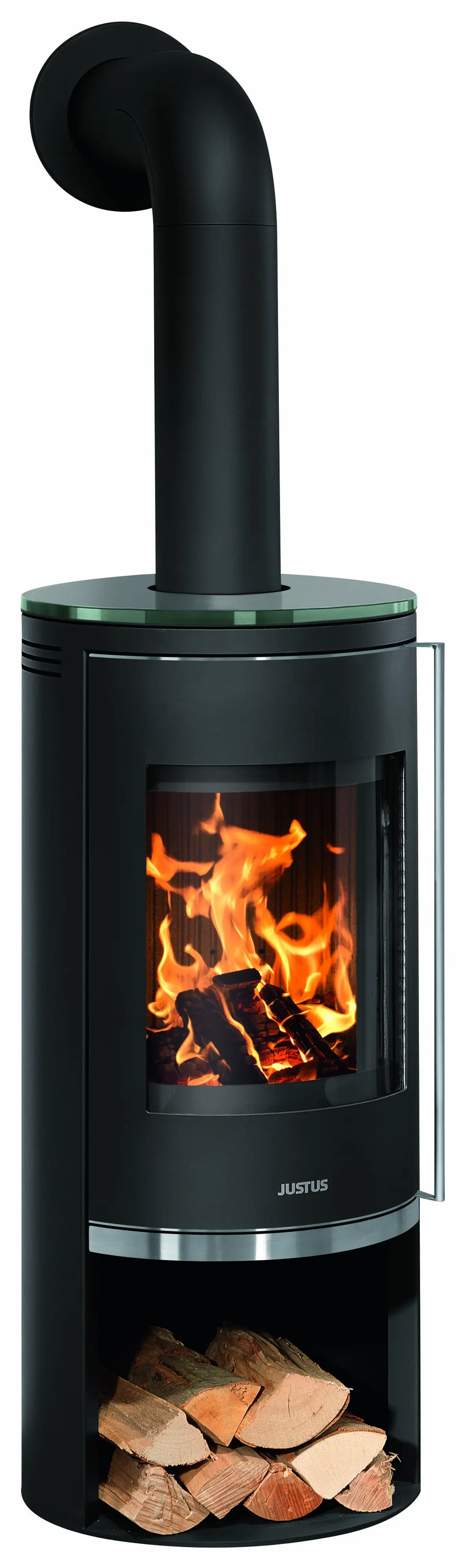 Justus Kaminofen Faro 2.0 Stahl schwarz mit Abdeckplatte Glas 6 kW Justus Kaminofen Faro 2.0 Stahl schwarz mit Abdeckplatte Glas 6 kW
