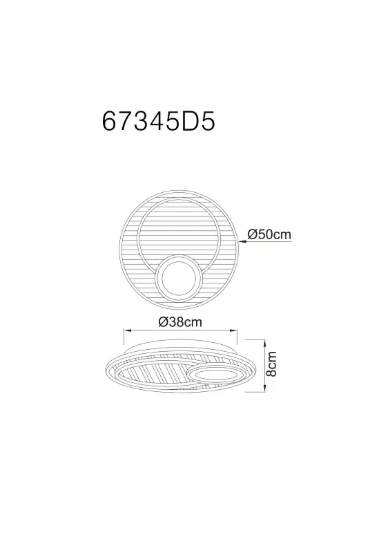 Globo Deckenleuchte Woody Ø 50 x 8 cm schwarz warmweiß