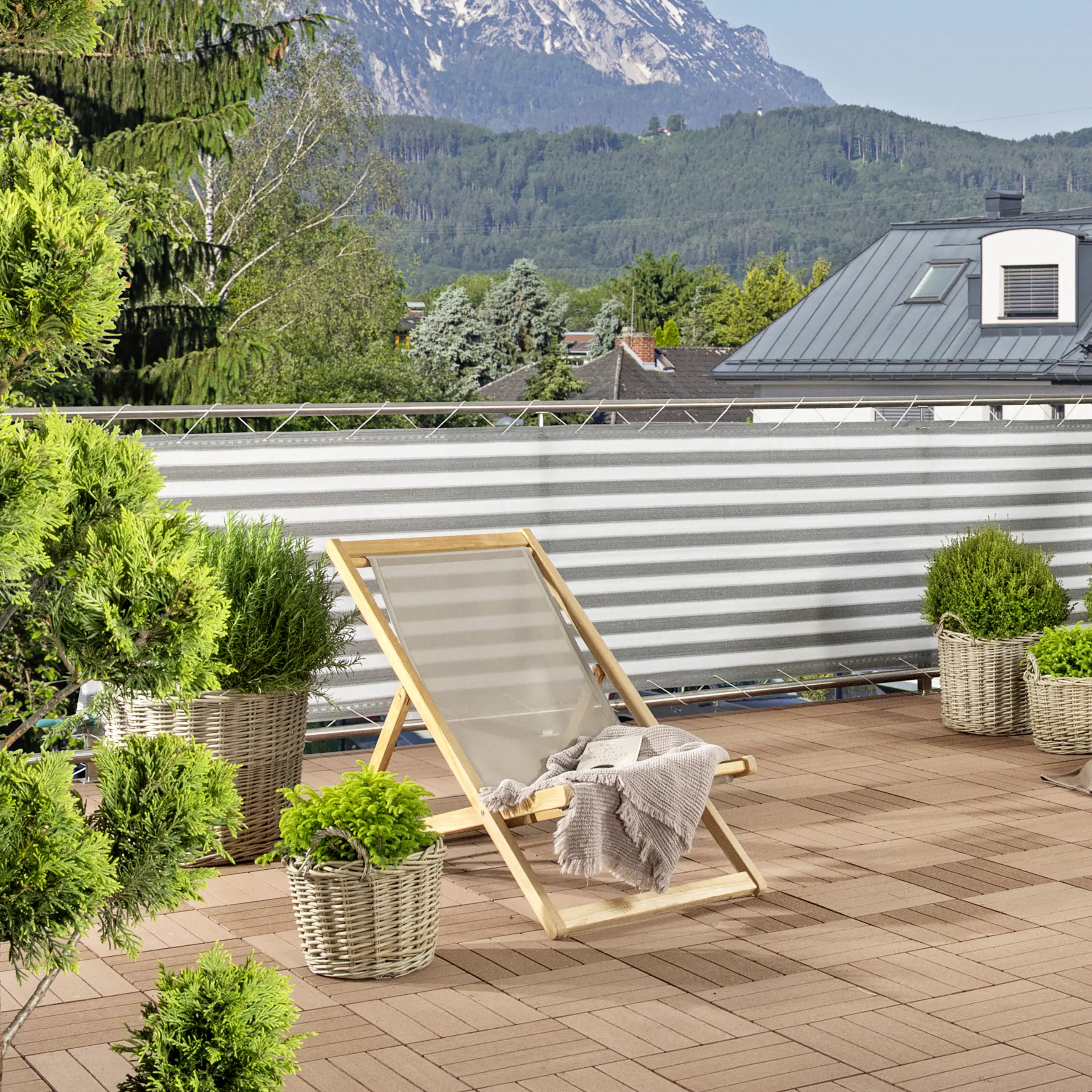 Windhager Balkonsichtschutz Sylt 0,9 x 5 m grau/weiß Windhager Balkonsichtschutz Sylt 0,9 x 5 m grau/weiß
