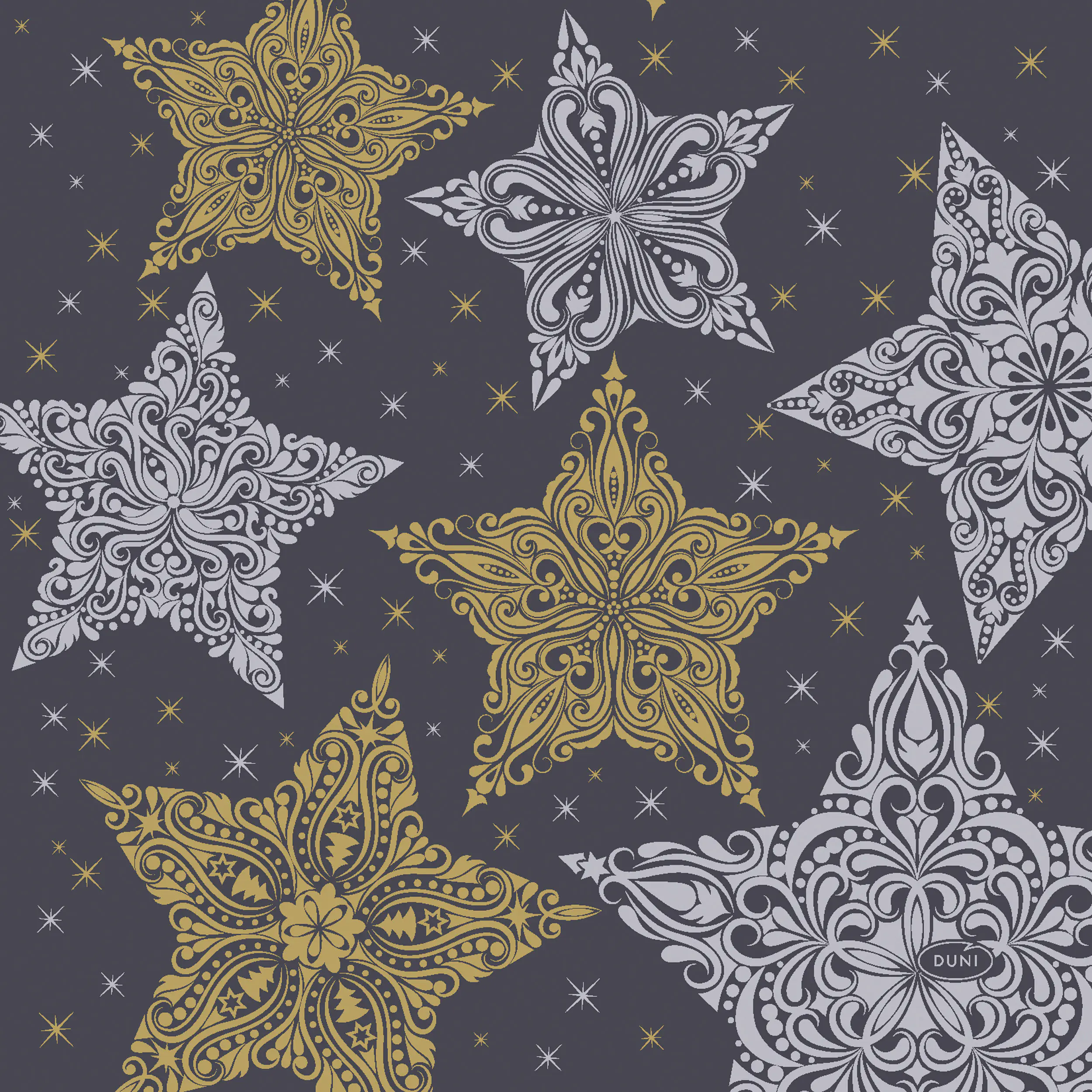 Duni Servietten Snowstars Black multi 33 x 33 cm - 20er Pack