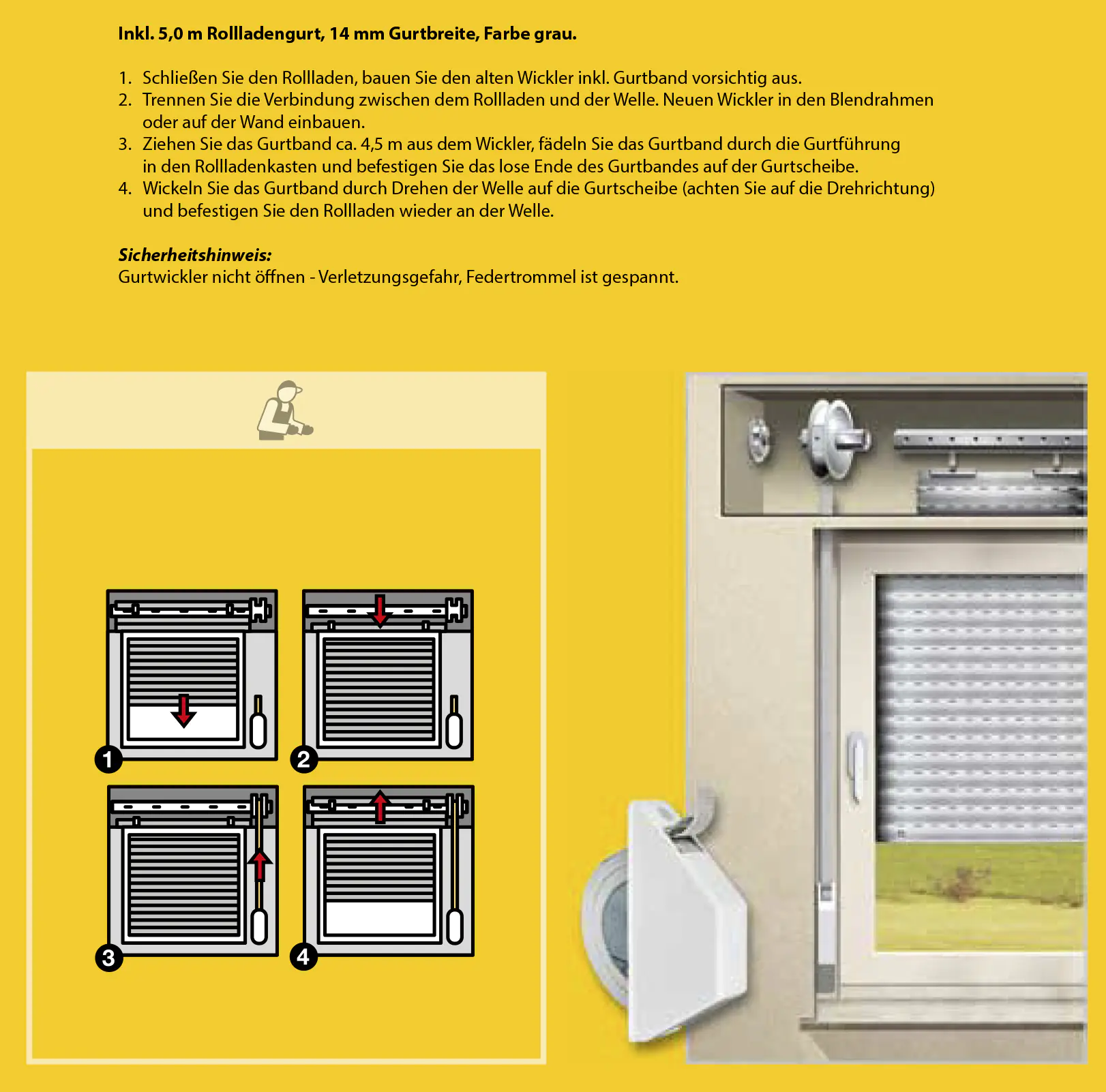 Schellenberg Halbeinlaßwickler mini weiß inkl. 5 m Gurt