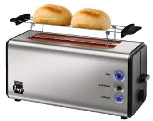 UNOLD 38915 Toaster Onyx Duplex Schwarz-Edelstahl Doppellangschlitz-Toaster