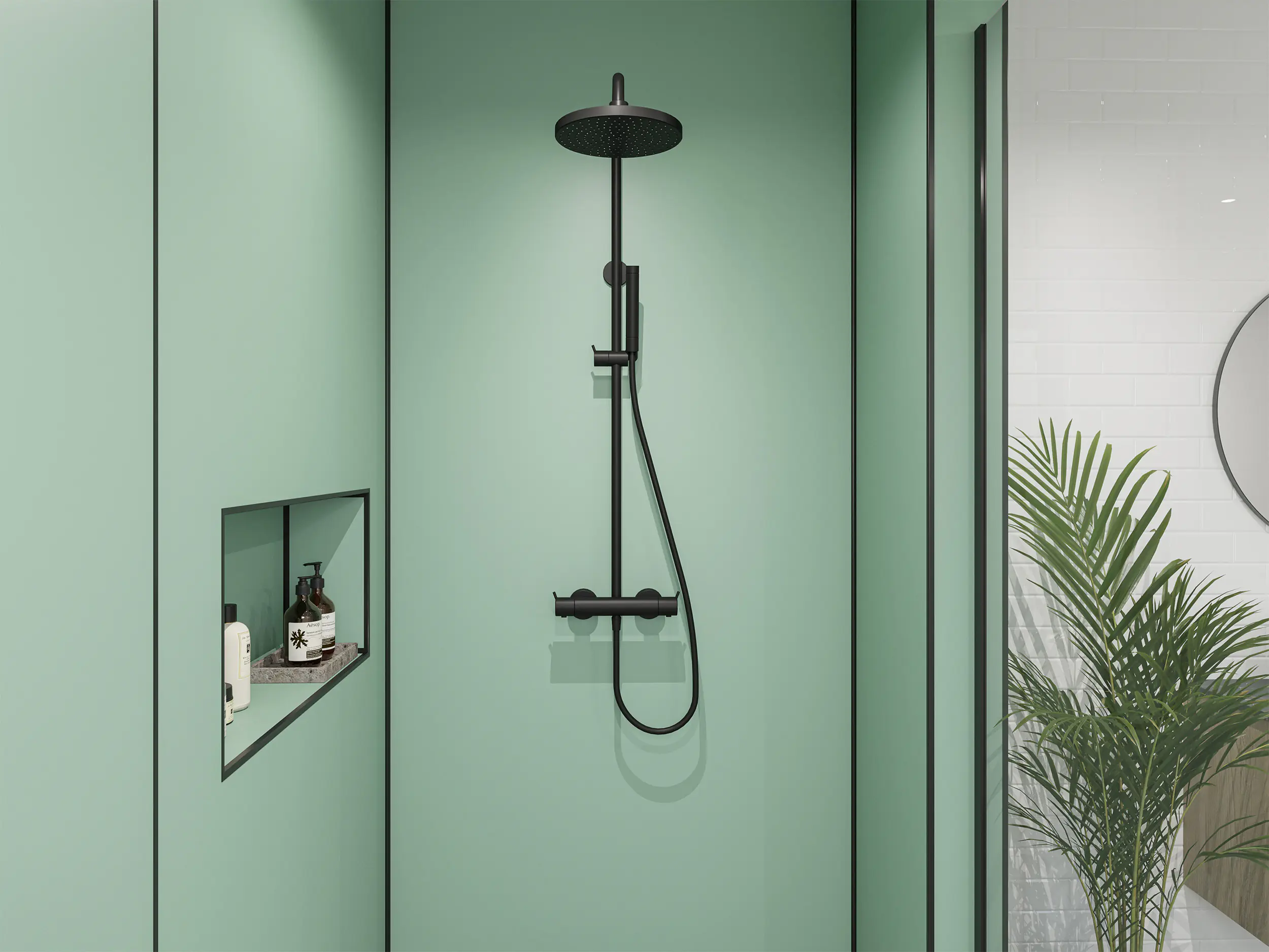 Wetwall Alloy Wandpaneel  Seafoam Green/Battleship Grey 120 x 244 cm