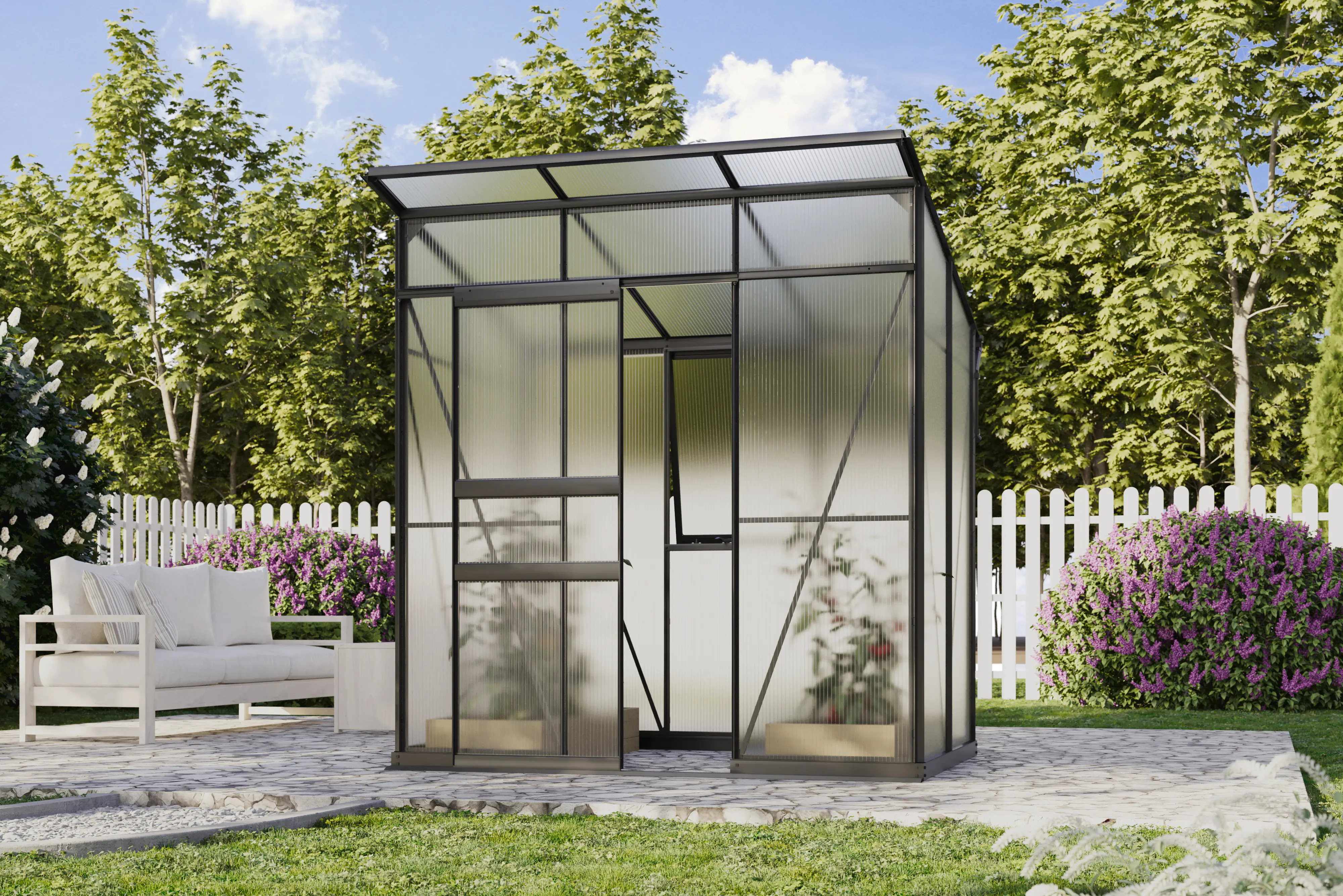 Vitavia Gewächshaus-Set Fokus 3250 HKP 6 mm schwarz 192 x 130 cm 