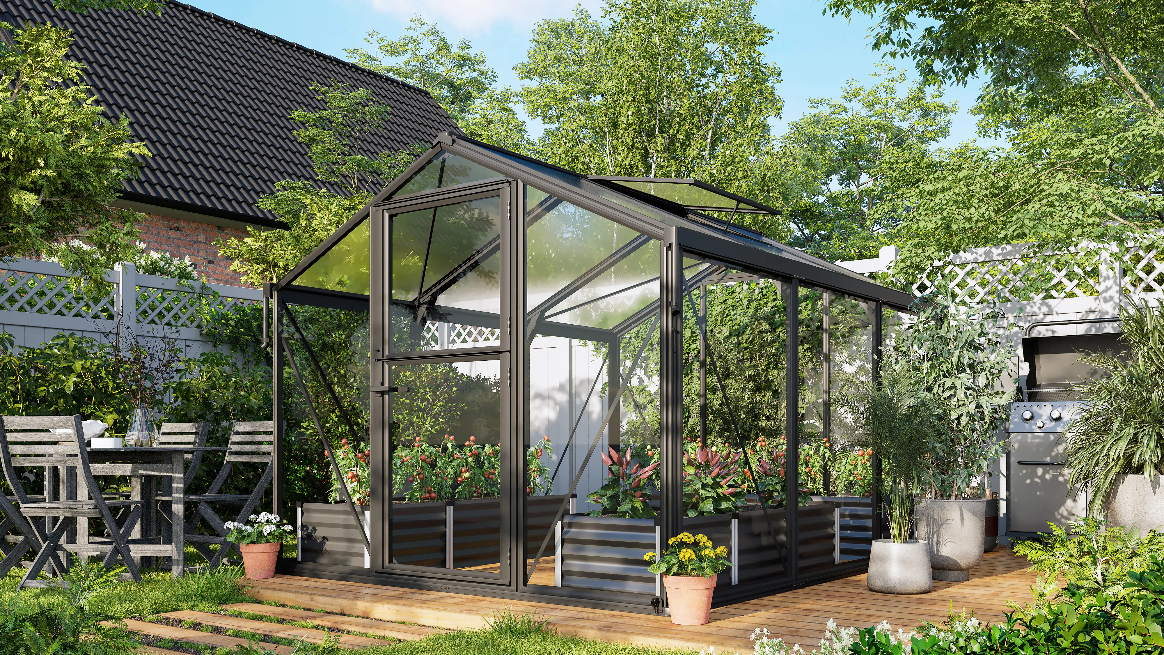 Vitavia Gewächshaus Deimos 8500 260 x 327 cm schwarz Vitavia Gewächshaus Deimos 8500 260 x 327 cm schwarz