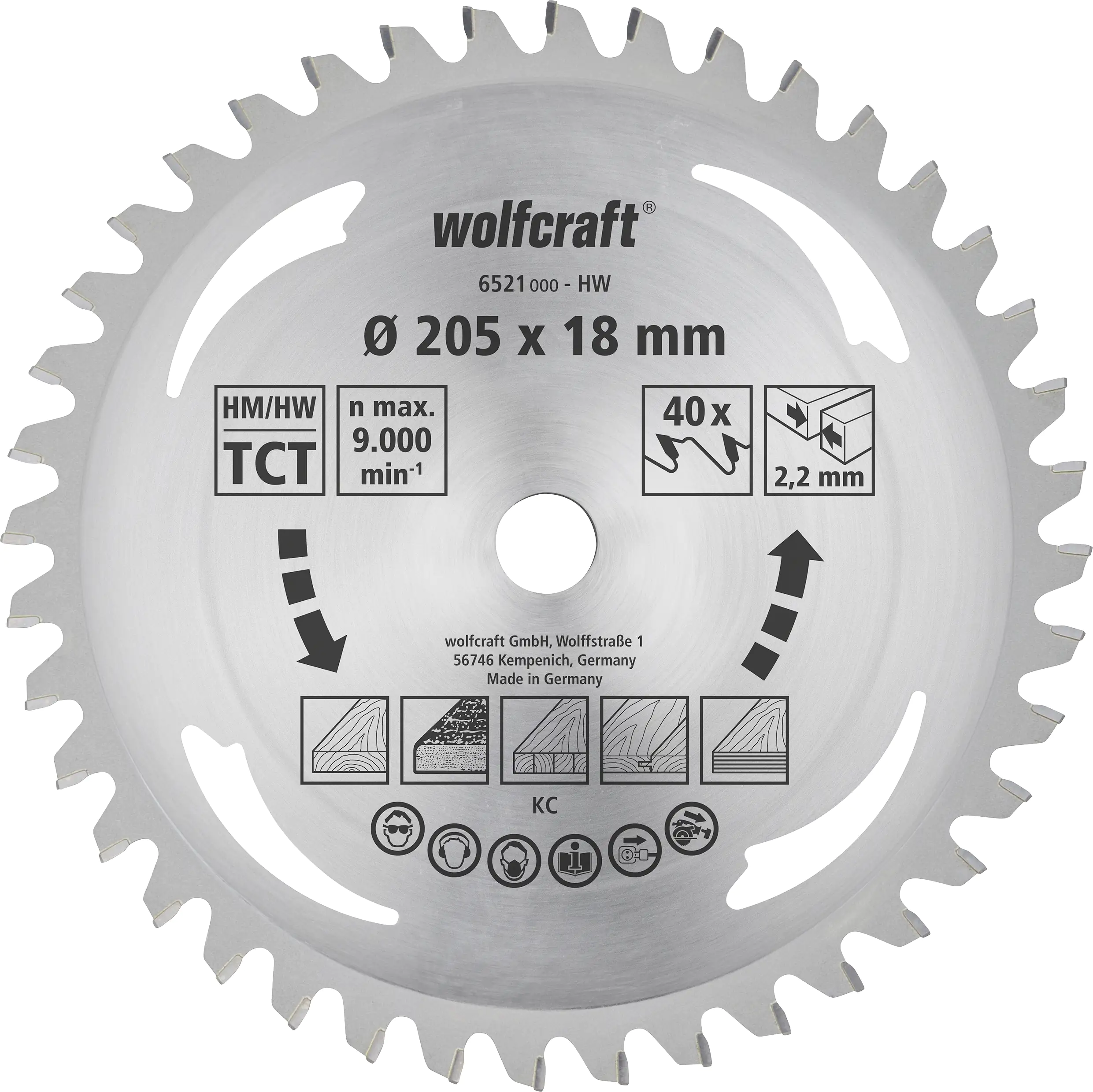 Wolfcraft Sägeblatt Serie silber Ø 205 mm Bohrung Ø 18 mm Wolfcraft Sägeblatt Serie silber Ø 205 mm Bohrung Ø 18 mm