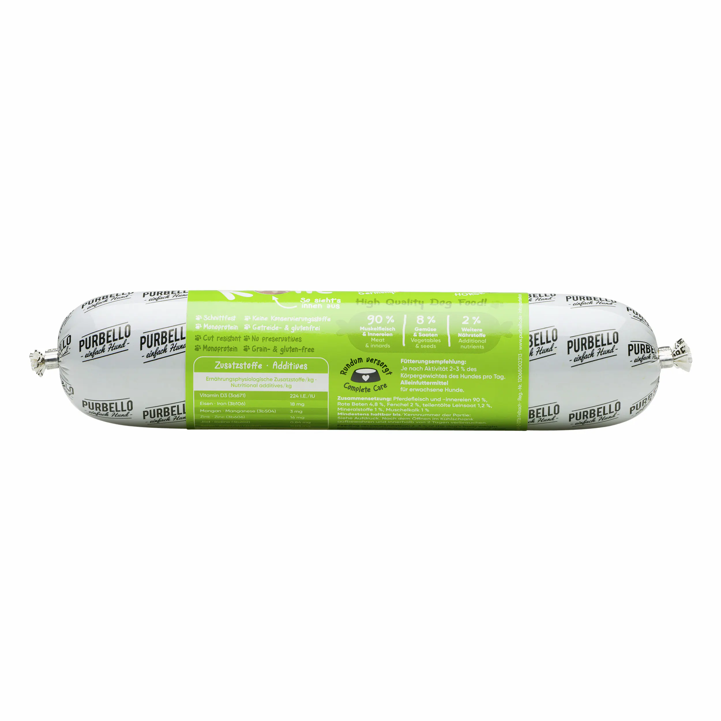 Purbello Hundefutter Rolle Adult getreidefrei 400 g Pferd