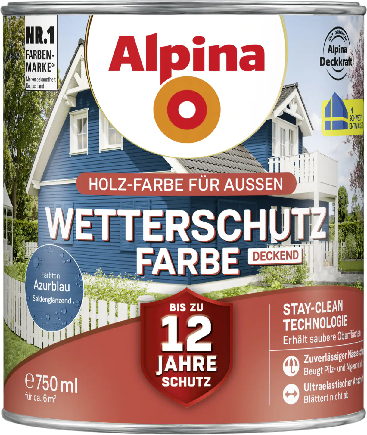 Alpina Wetterschutzfarbe deckend 0,75 L azurblau Alpina Wetterschutzfarbe deckend 0,75 L azurblau