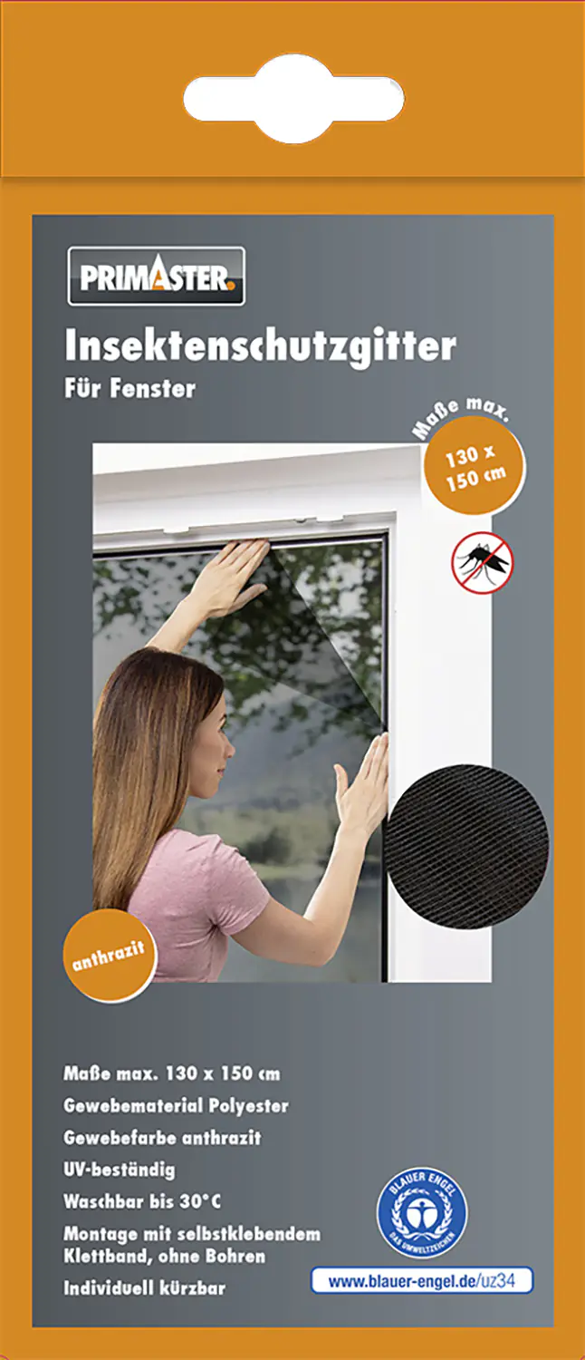 Primaster Fliegengitter 130 x 150 cm anthrazit kürzbar