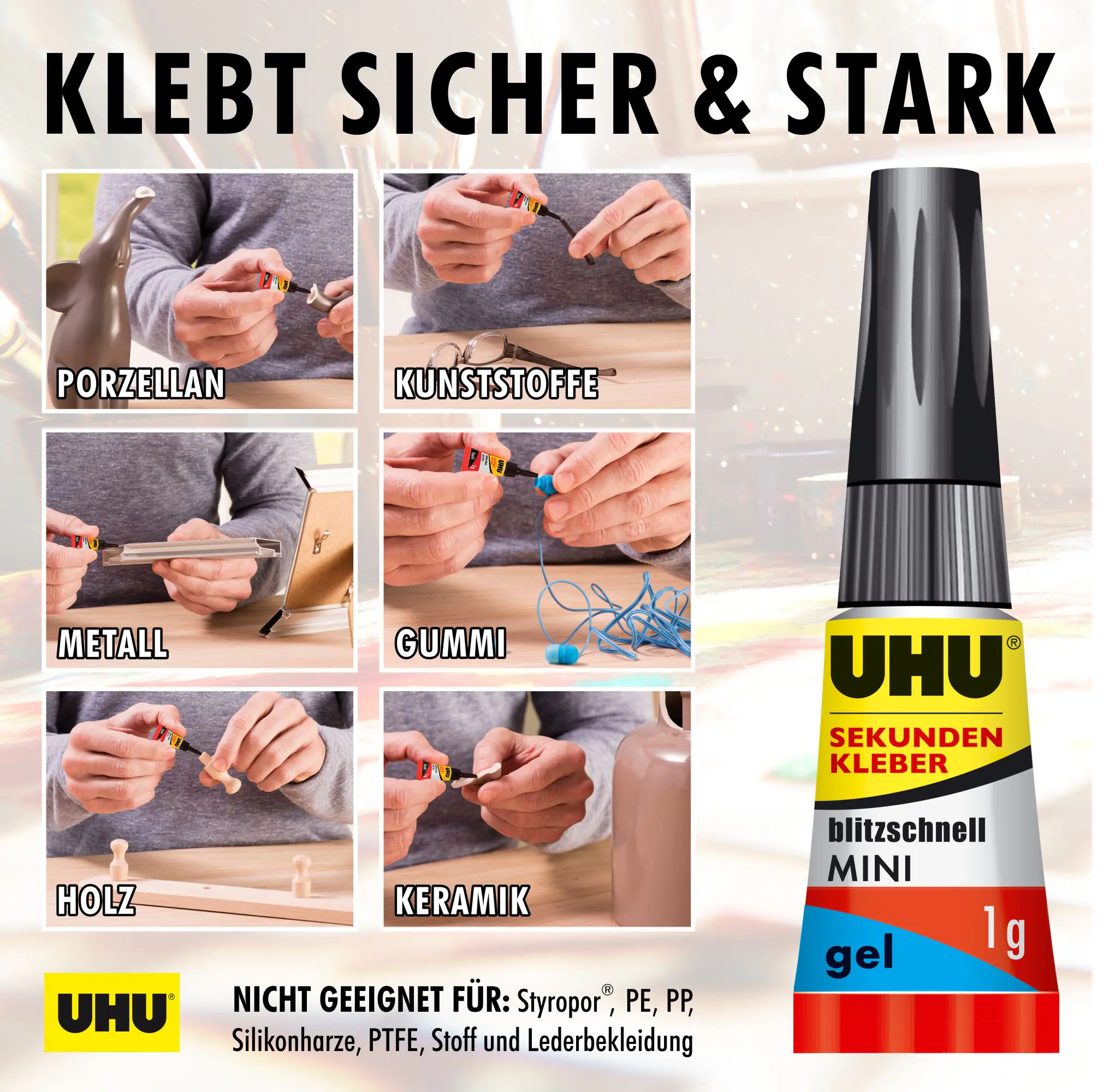 UHU Sekundenkleber blitzschnell Minis 3 g (3 x 1 g), gel