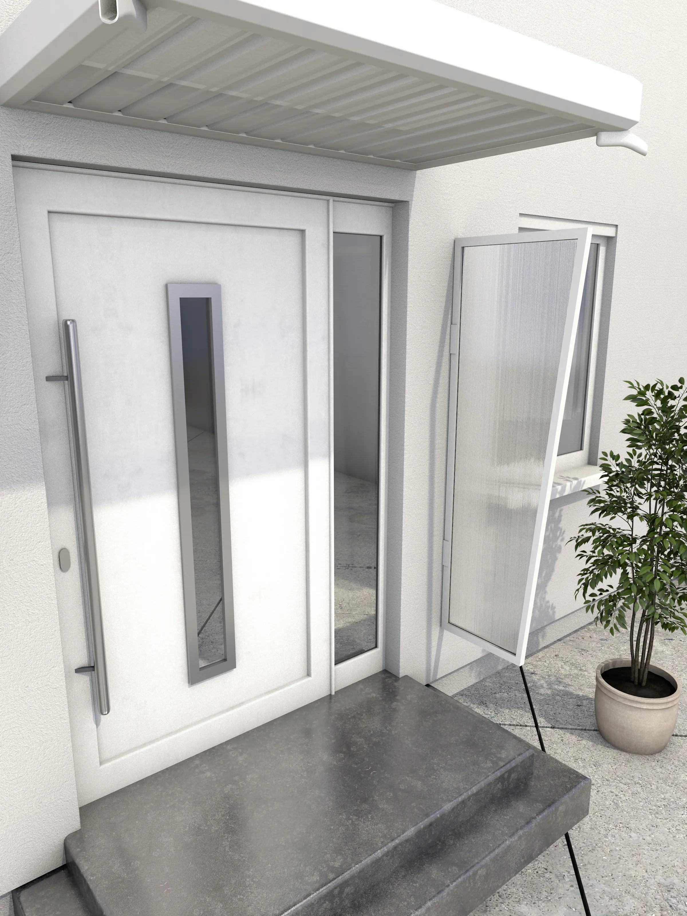 Gutta Seitenblende B2 Aluminium weiß, Polycarbonat klar