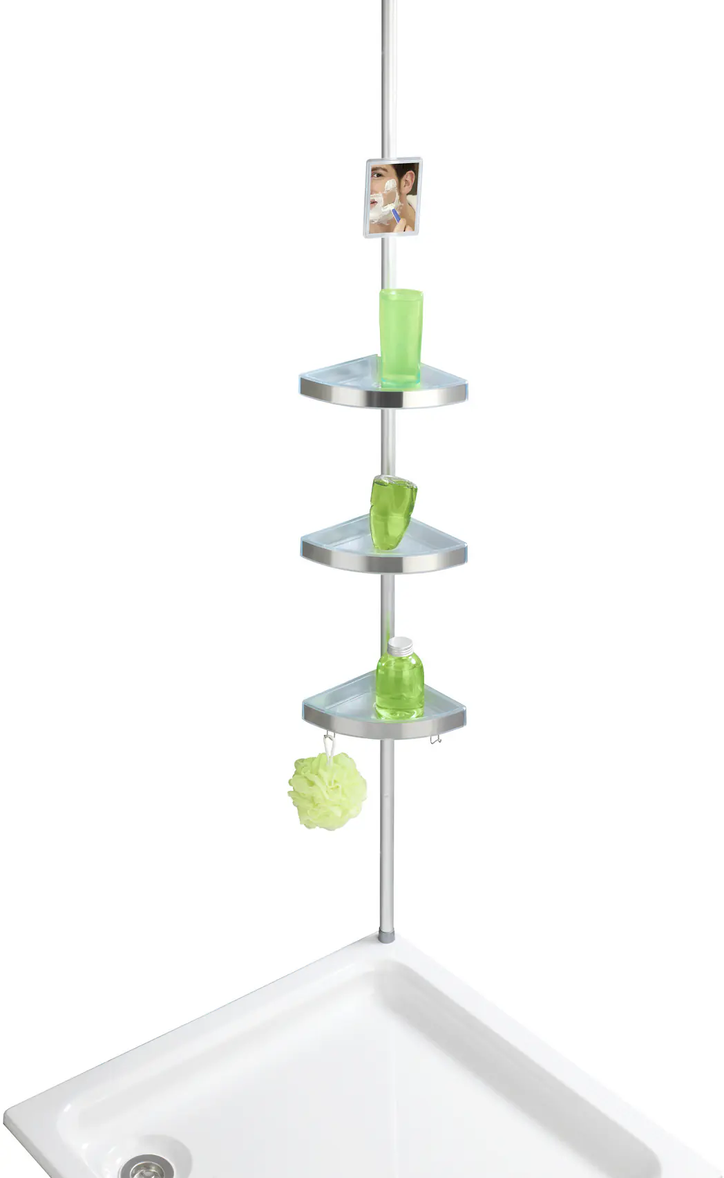 Wenko Teleskop Duschecke Premium Aluminium, chrom, 3 Ablagen
