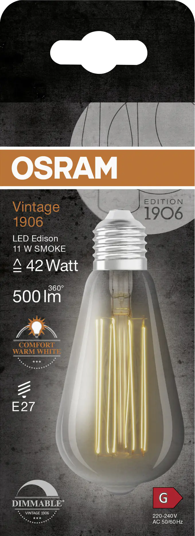 Osram LED Leuchtmittel Edison E27 11 W warmweiß rauch