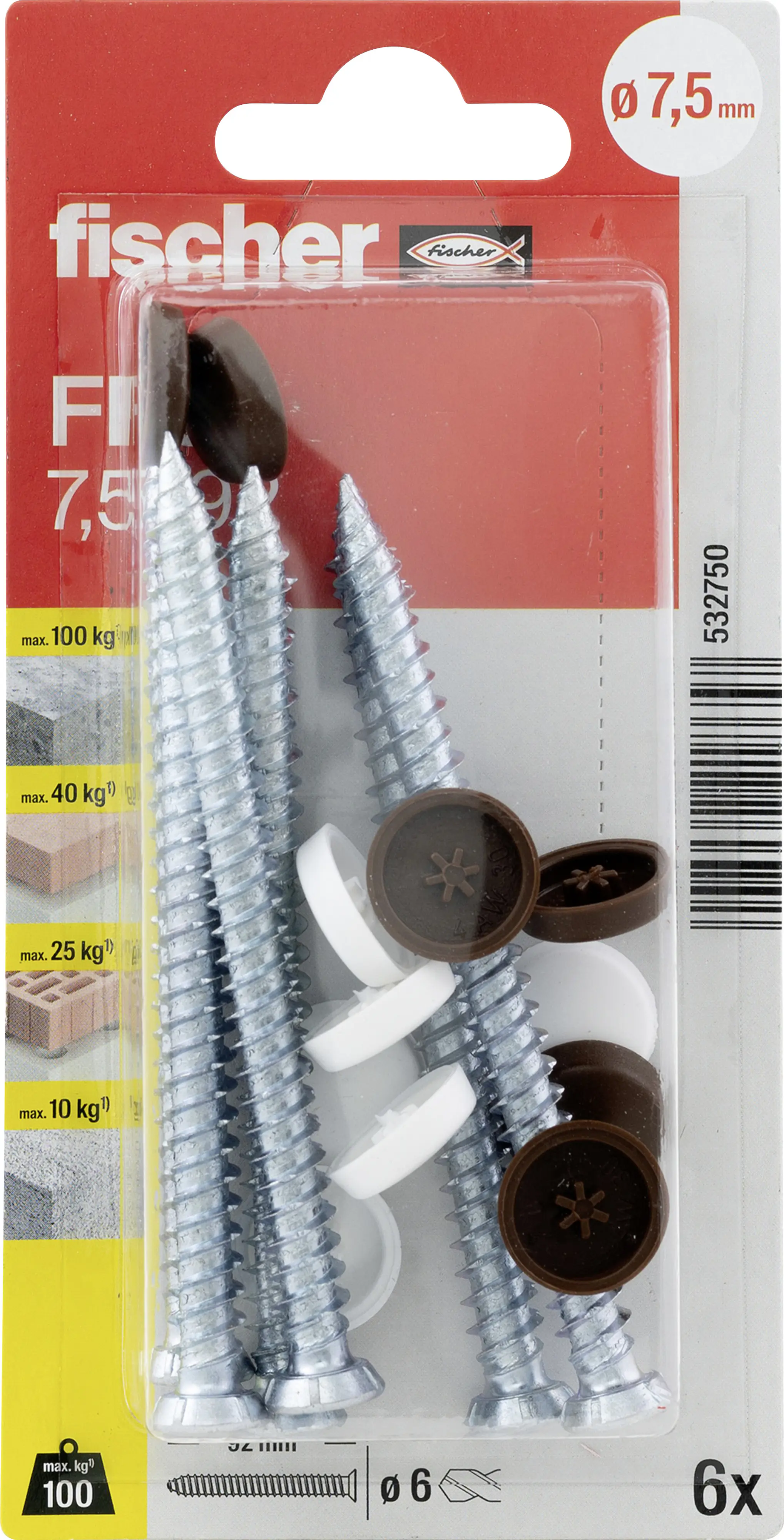 Fischer Fensterrahmenschrauben TX30 FFS 7.5 x 92 mm - 6 Stück