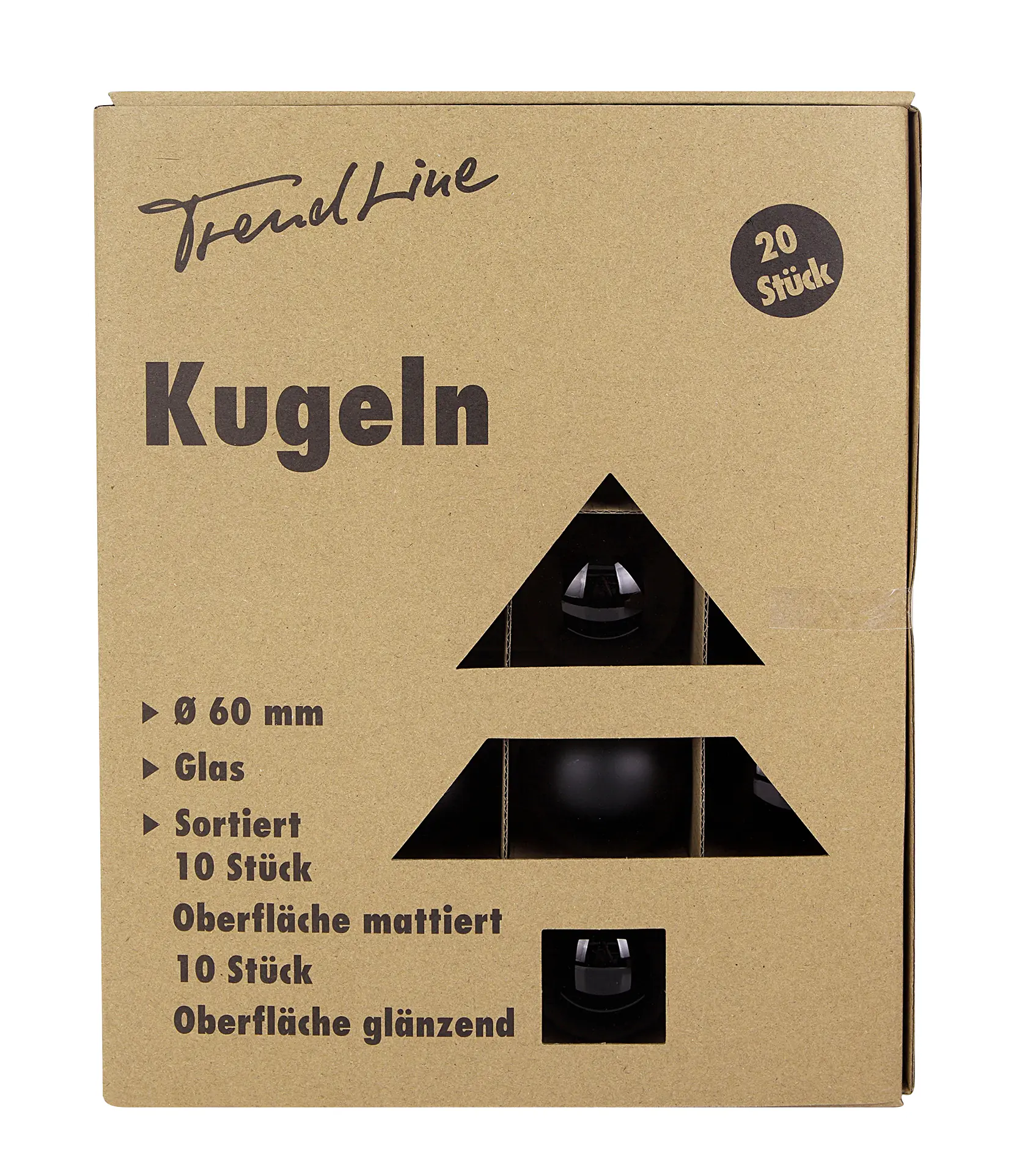 TrendLine Weihnachtskugeln aus Glas Ø 6,0 cm schwarz 20 Stück