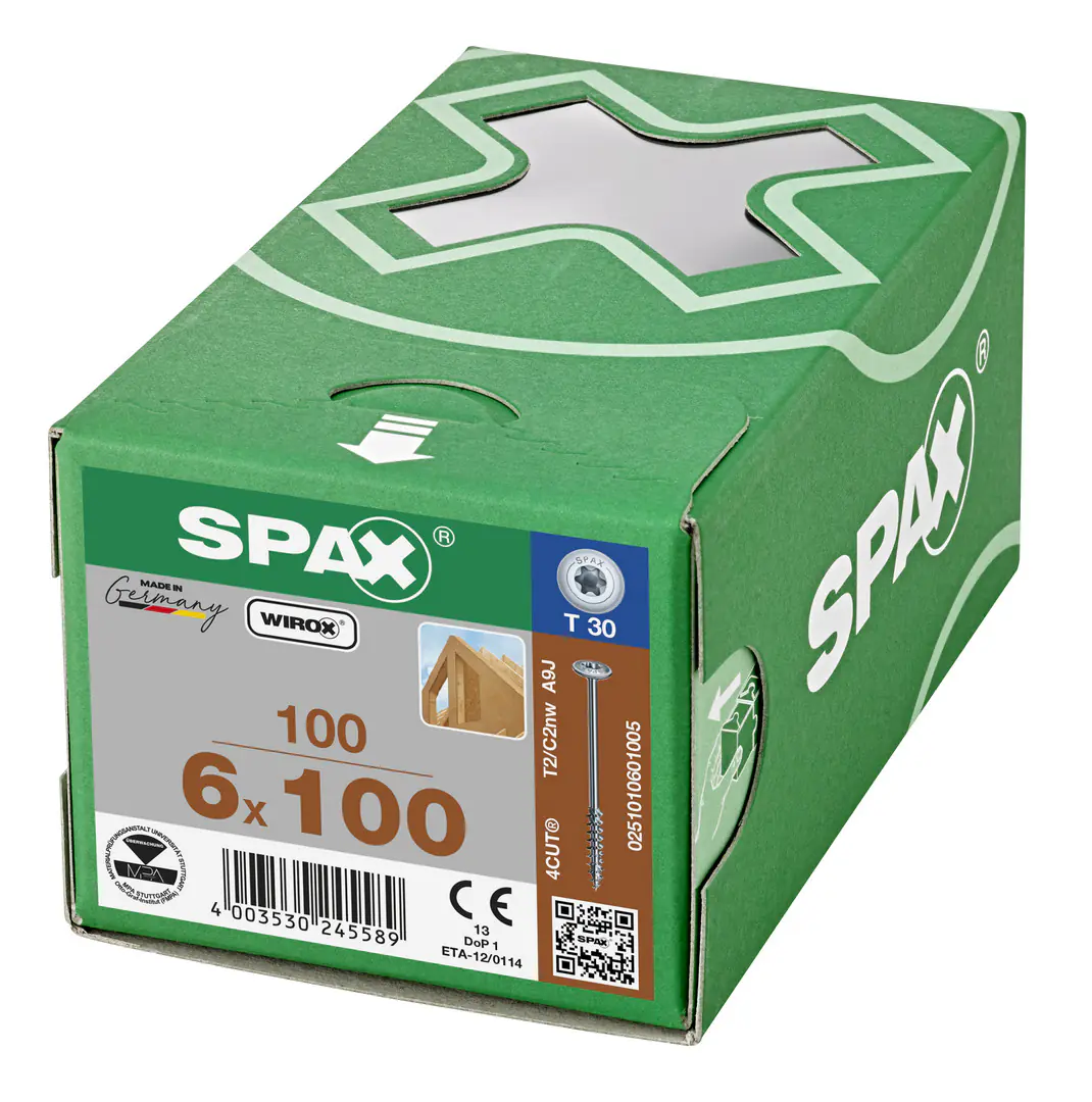 Spax Holzbauschrauben 6.0 x 100 mm TX 30 Tellerkopf - 100 Stk.