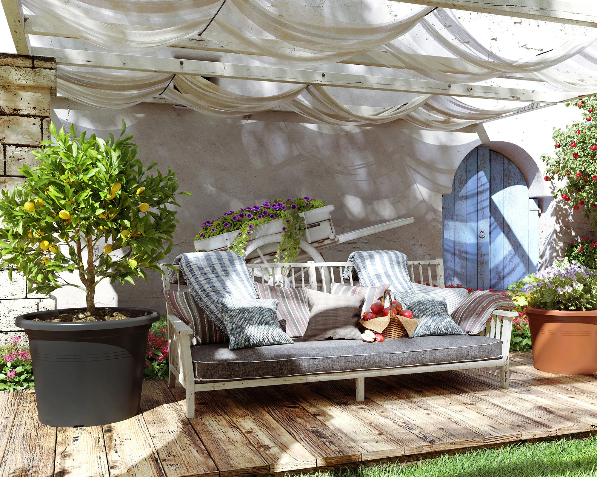 Artevasi Pflanztopf Venezia Cilindro Kunststoff terrakotta matt Ø 25 x 18 cm