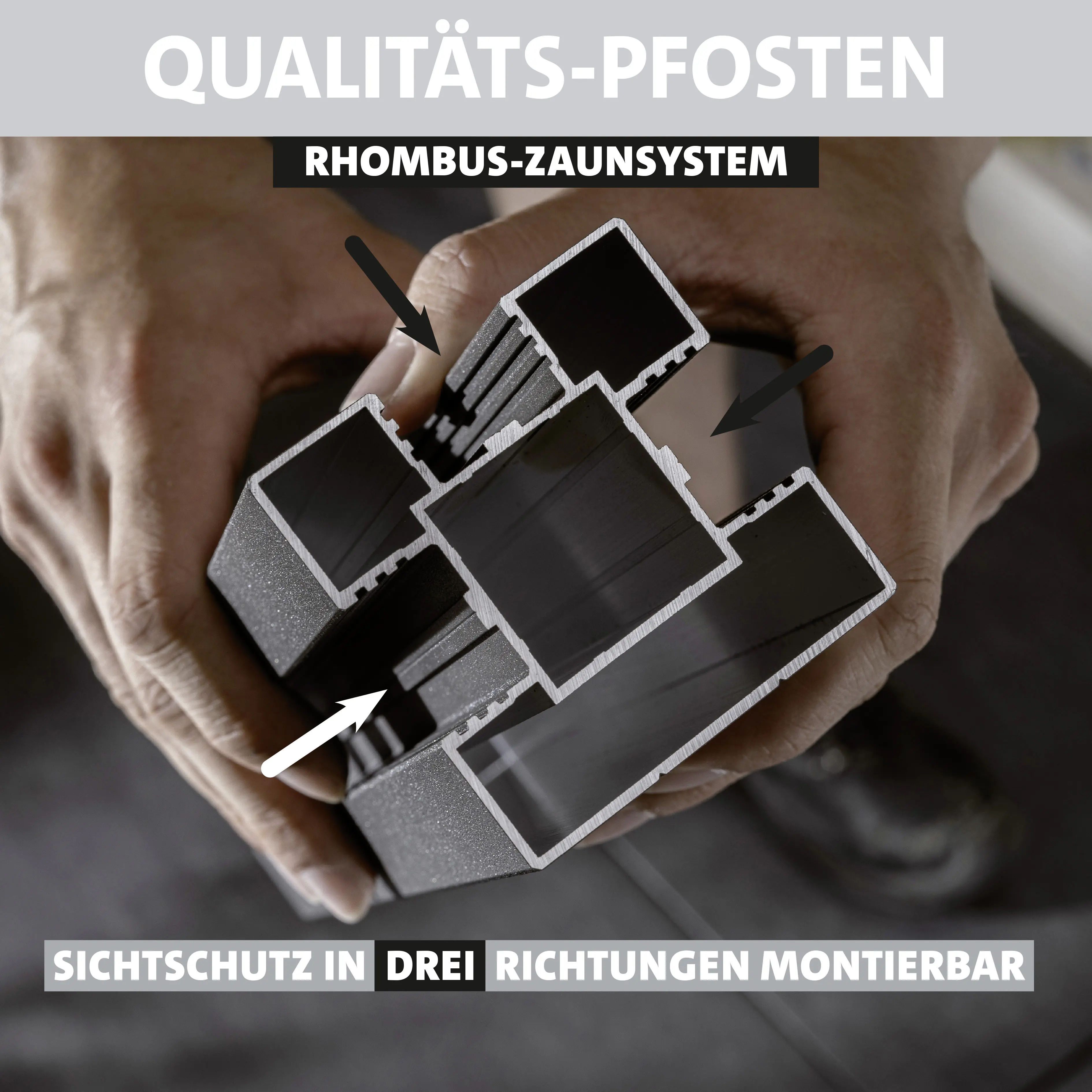Ambiente Alu-Zaun Erweiterungsset Rhombus MINI 187 x 184,2 cm grau 