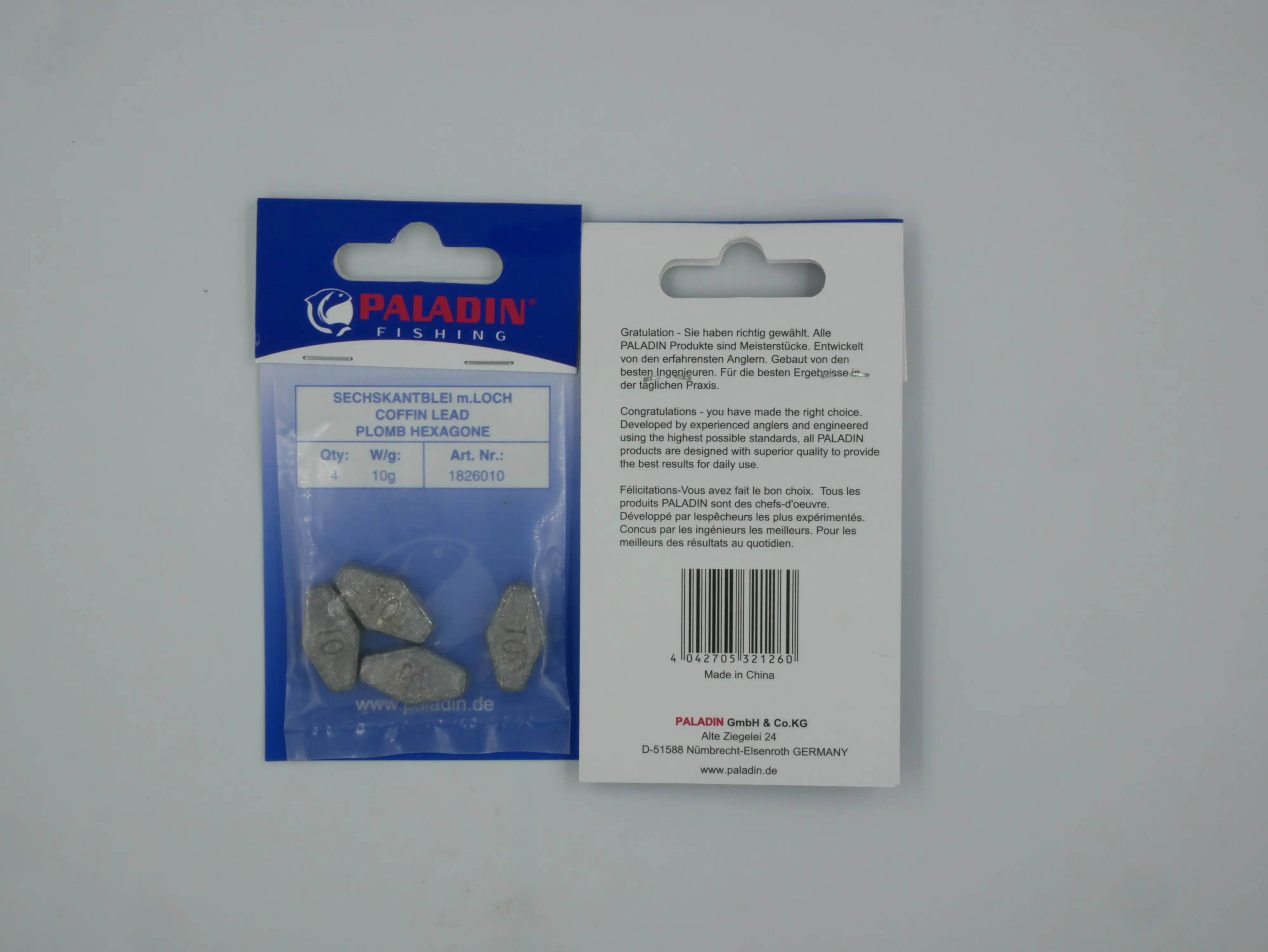 Sechskantblei 10g mit Loch 10 g