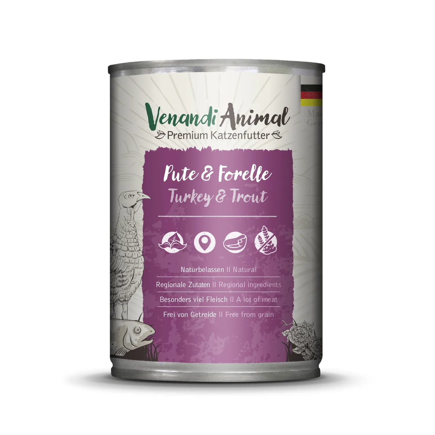 Venandi Cat Katzennassfutter Adult 400 g Pute & Forelle