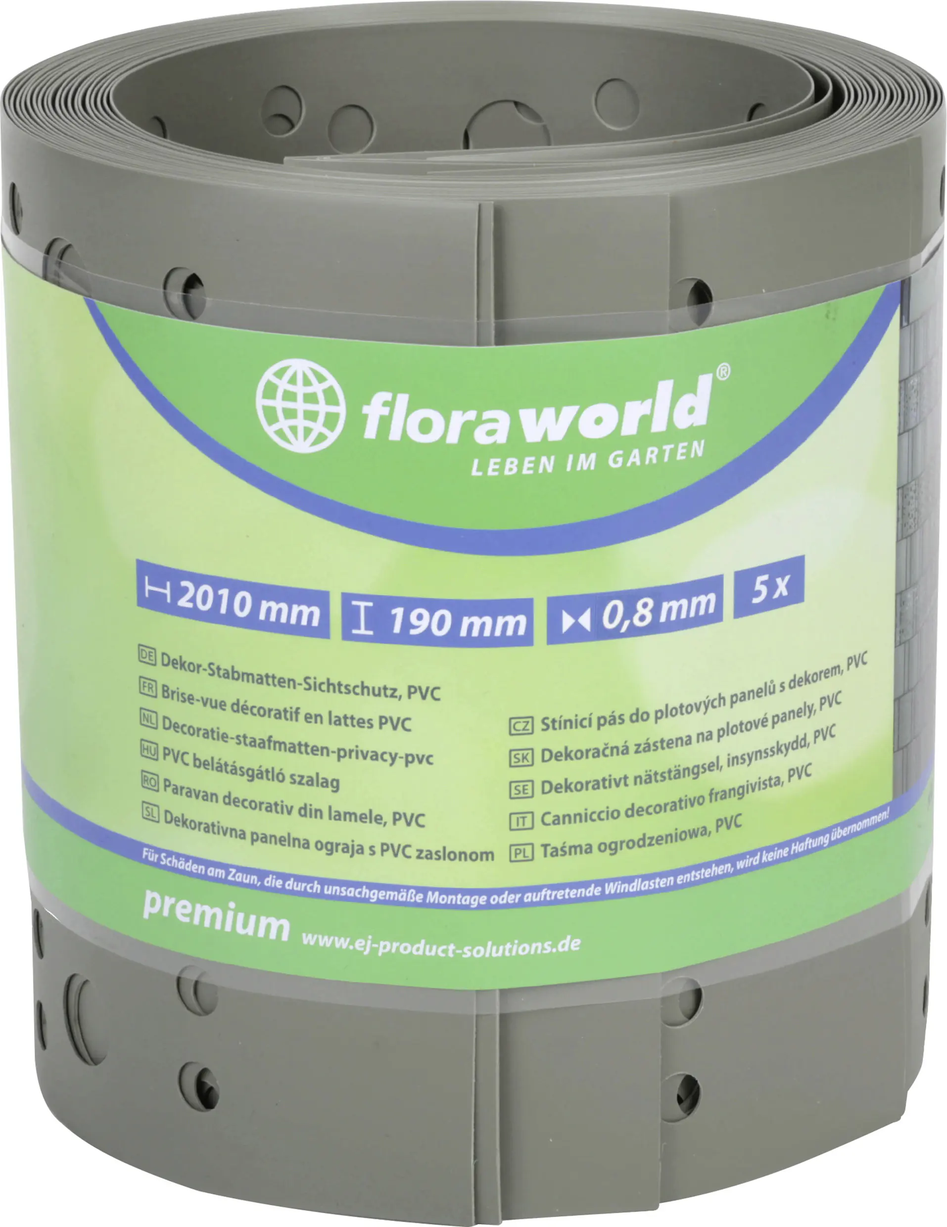 Floraworld Sichtschutzstreifen Dekor Kreise 201,5 x 19 cm grau - 5 Stk.