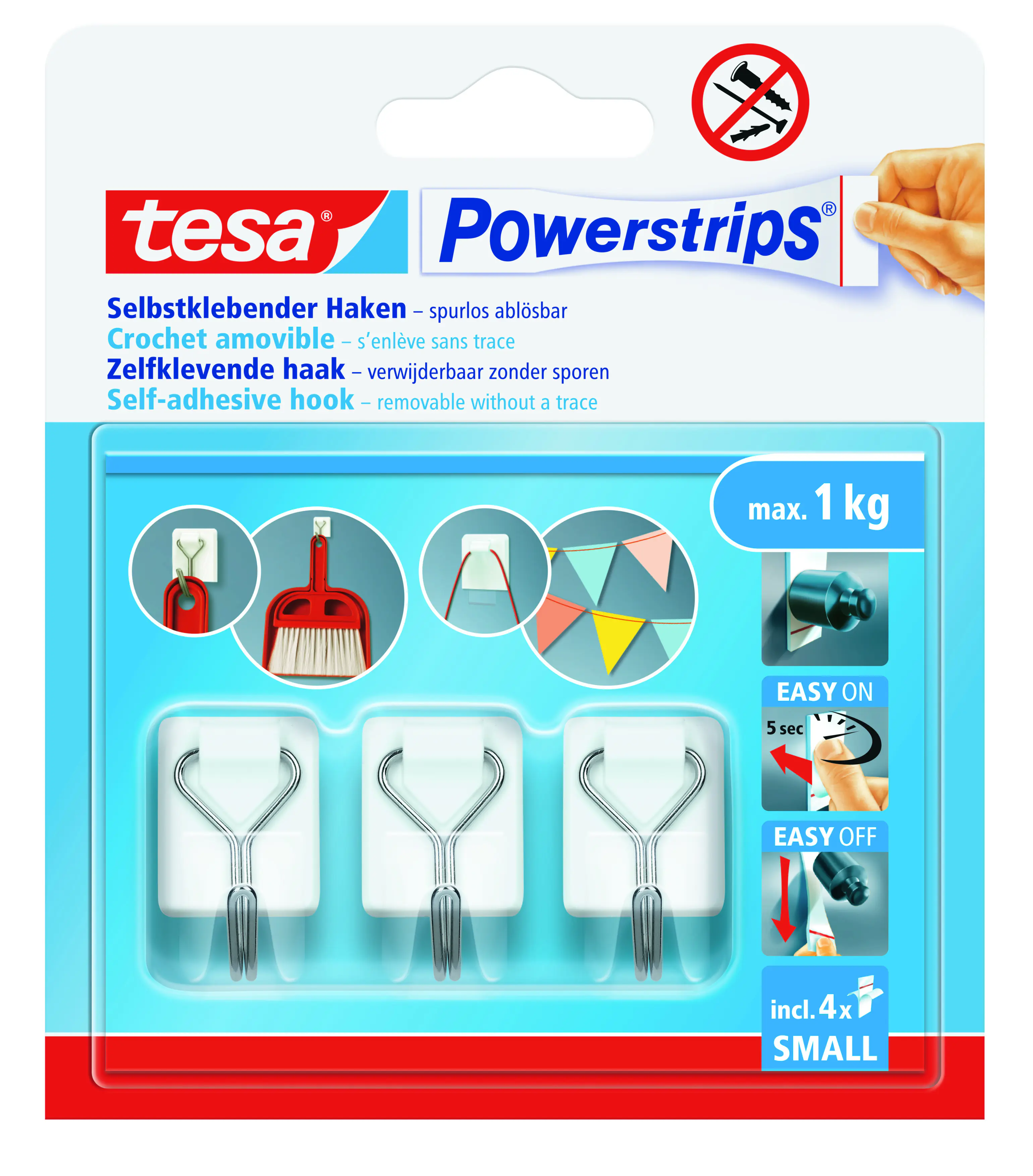 tesa Haken Powerstrips Drahthaken 3er-Set weiß
