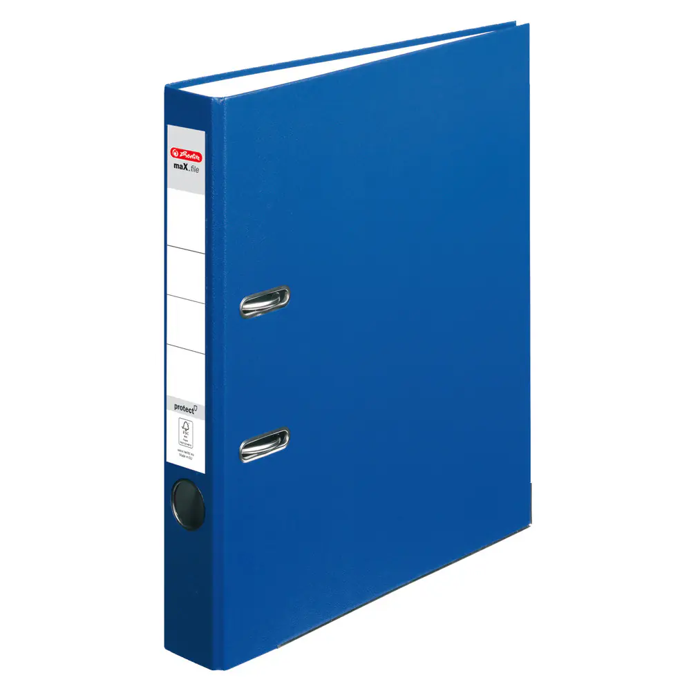 herlitz Ordner max.file protect A4 PP-Folienbezug, Fenster 5 cm, blau