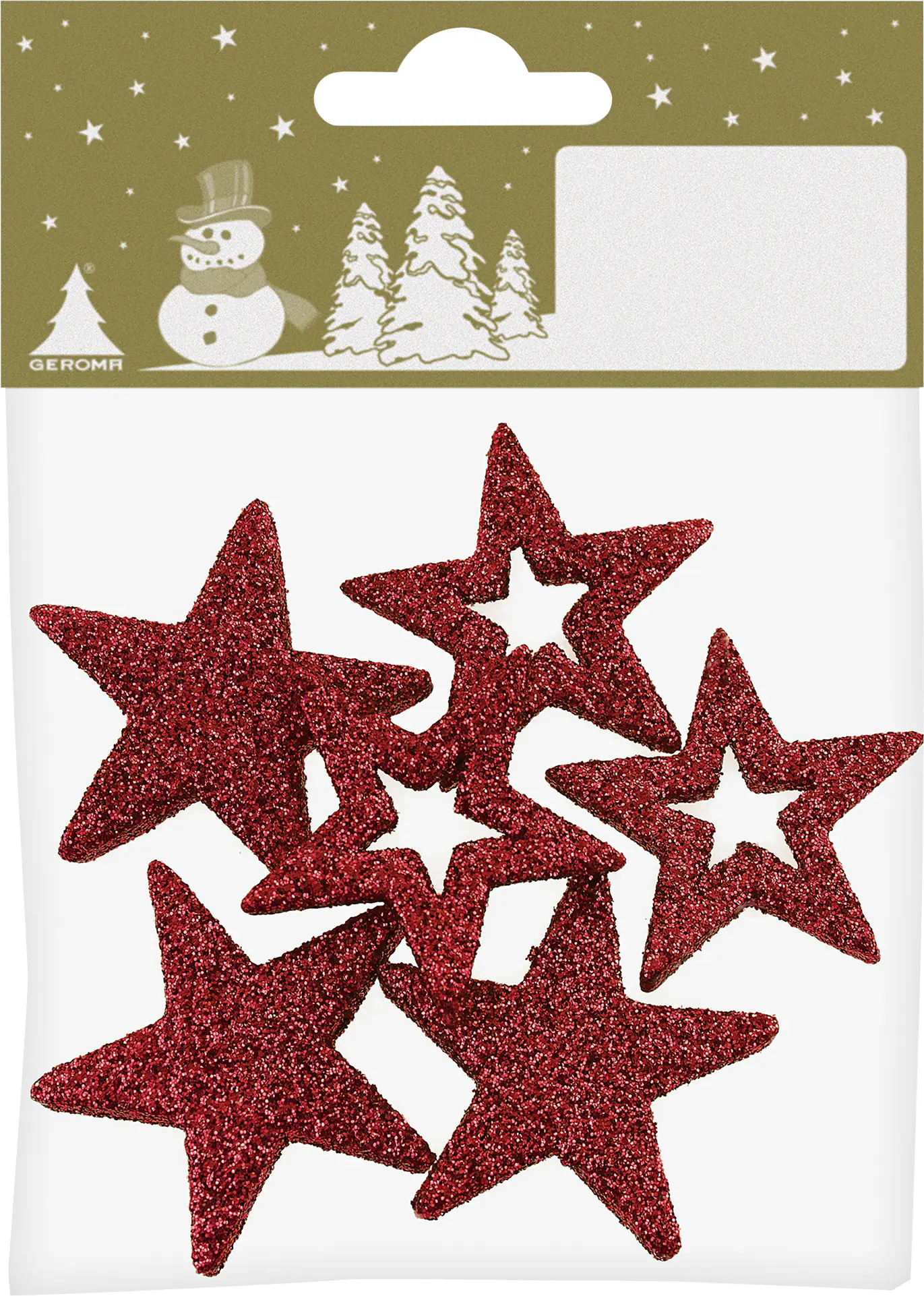 Deko-Sterne mit Glitzer Kunststoff 4 cm rot 6 Stück