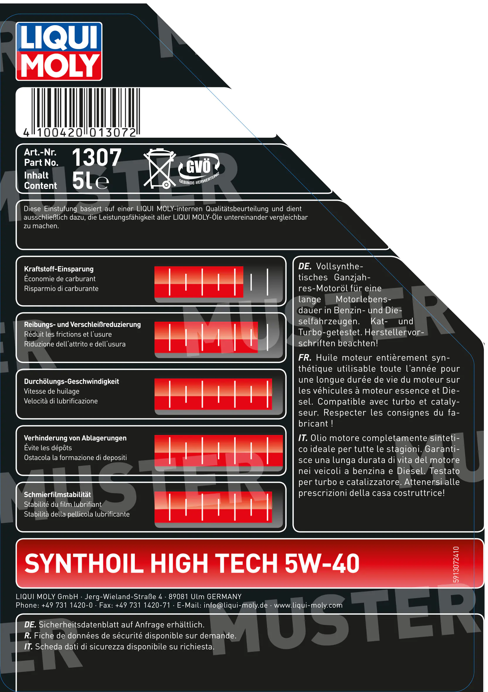 Liqui Moly Motoröl Synthoil High Tech 5W-40 5 L