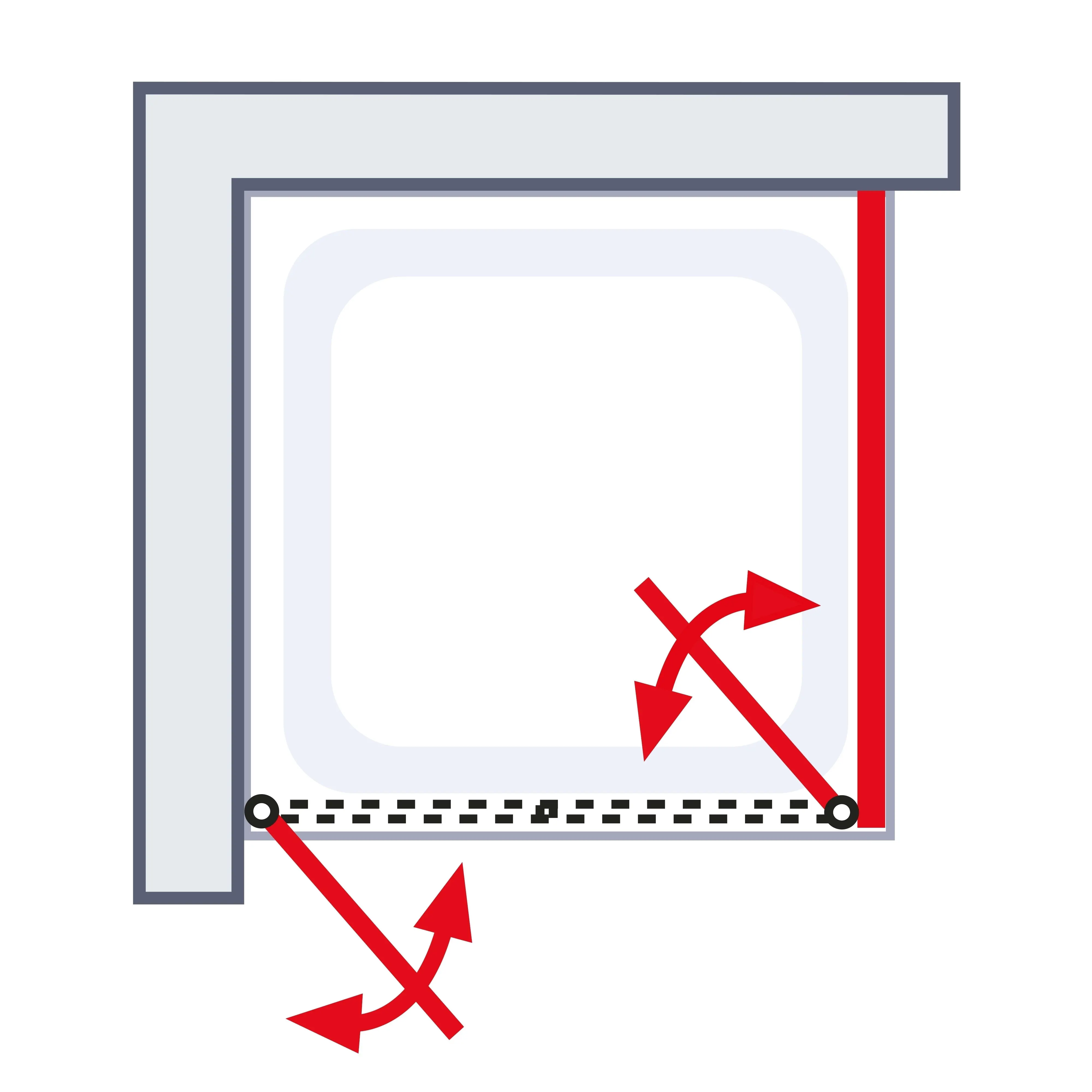 Schulte Pendeltür rechts Seitenwand rechts Garant 2.0 90 x 90 x 200 cm Alu-Natur
