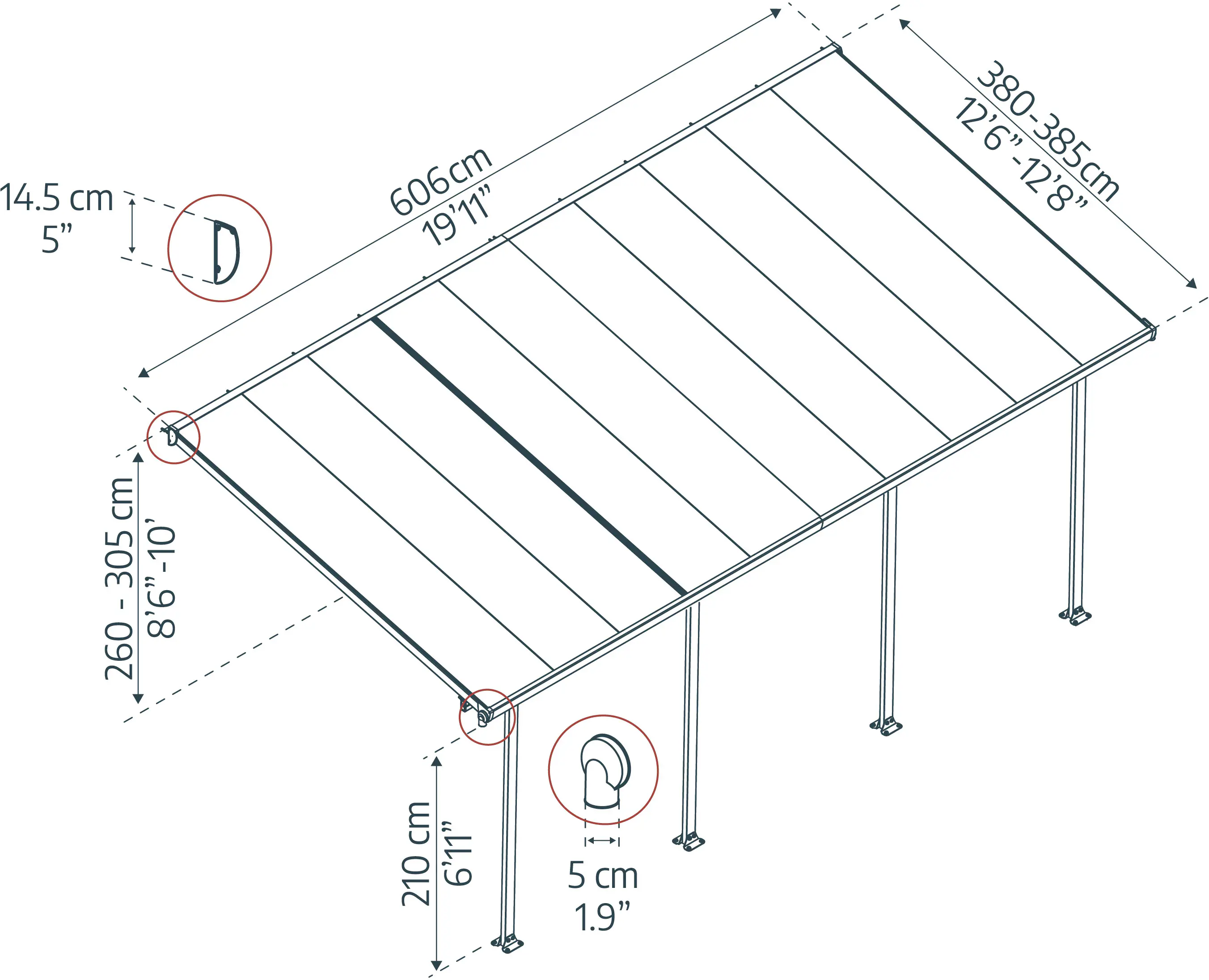 Canopia Carport Arizona Breeze 5000 Grau Alu 495 x 289 cm