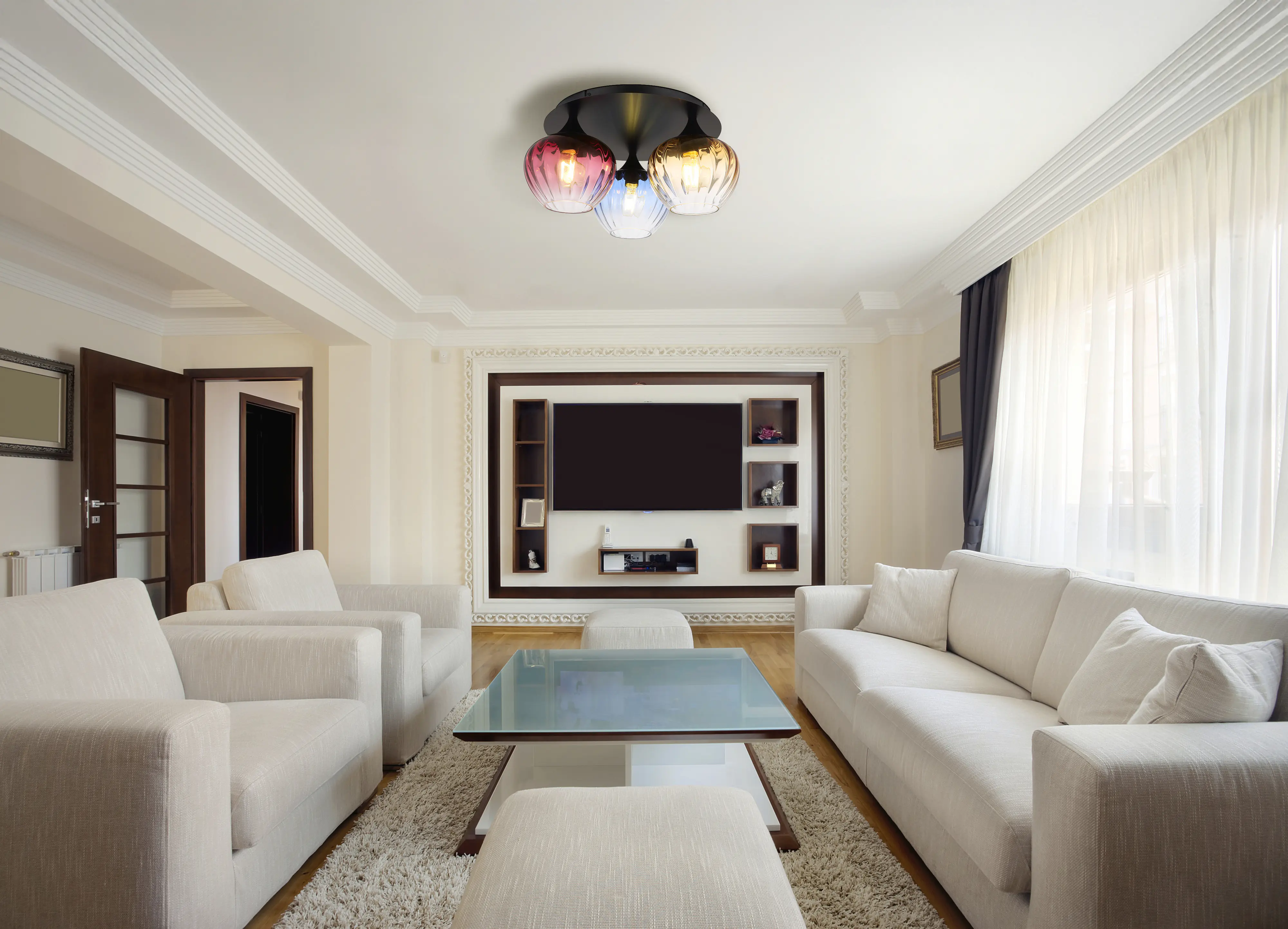 Globo Deckenleuchte Sander Ø 47 x 21,5 cm bunt matt