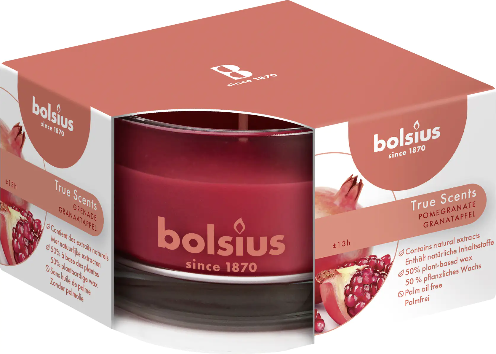 Bolsius Duftkerze im Glas Granatapfel, Höhe 5 cm, Ø 8 cm