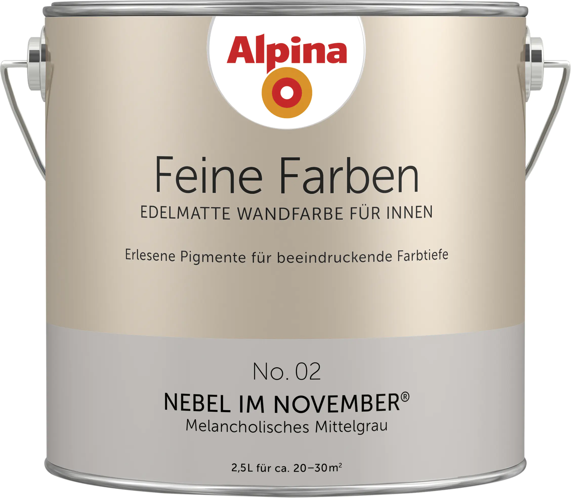 Alpina Feine Farben No. 02 Nebel im November 2,5 L melancholisches mittelgrau edelmatt Alpina Feine Farben No. 02 Nebel im November 2,5 L melancholisches mittelgrau edelmatt