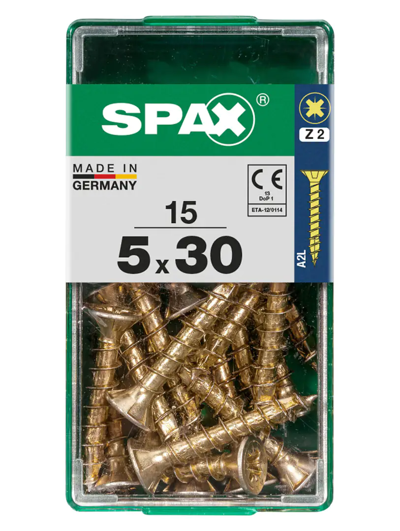 Spax Universalschrauben 5.0 x 30 mm PZ 2 - 15 Stk. Spax Universalschrauben 5.0 x 30 mm PZ 2 - 15 Stk.