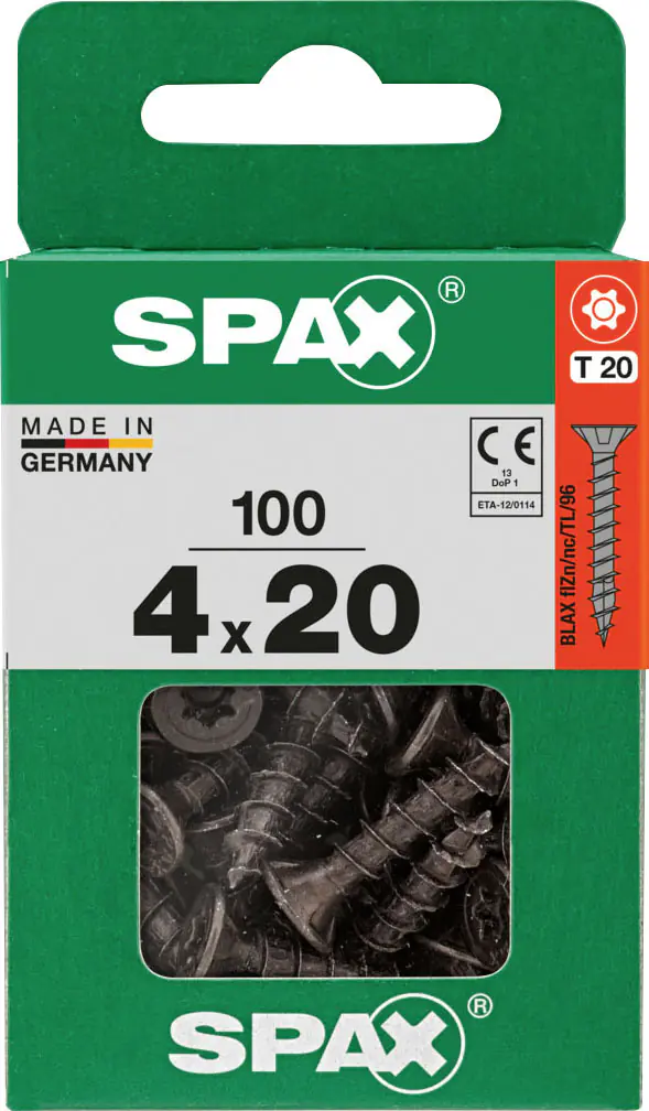 Spax Universalschrauben 4 x 20 mm T20 Vollgewinde - 100 Stk. 