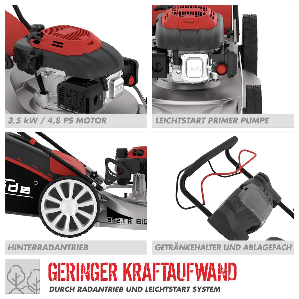 Güde Benzin Rasenmäher BIG WHEELER 553.1 R 3,5 kW, 55 cm Schnittbreite