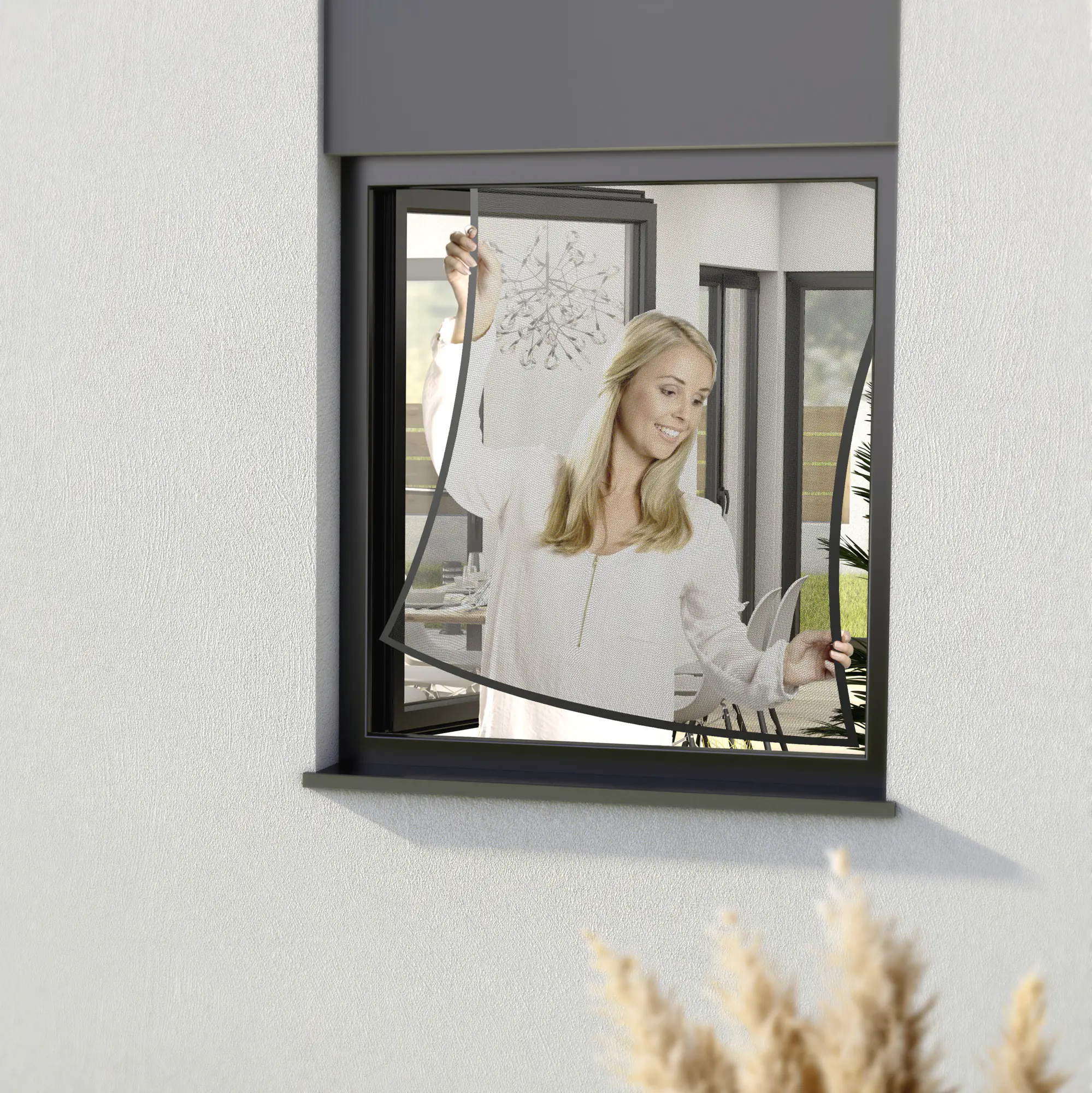 Windhager Fliegenschutz-Fenster Pop-Up 100 x 120 cm anthrazit
