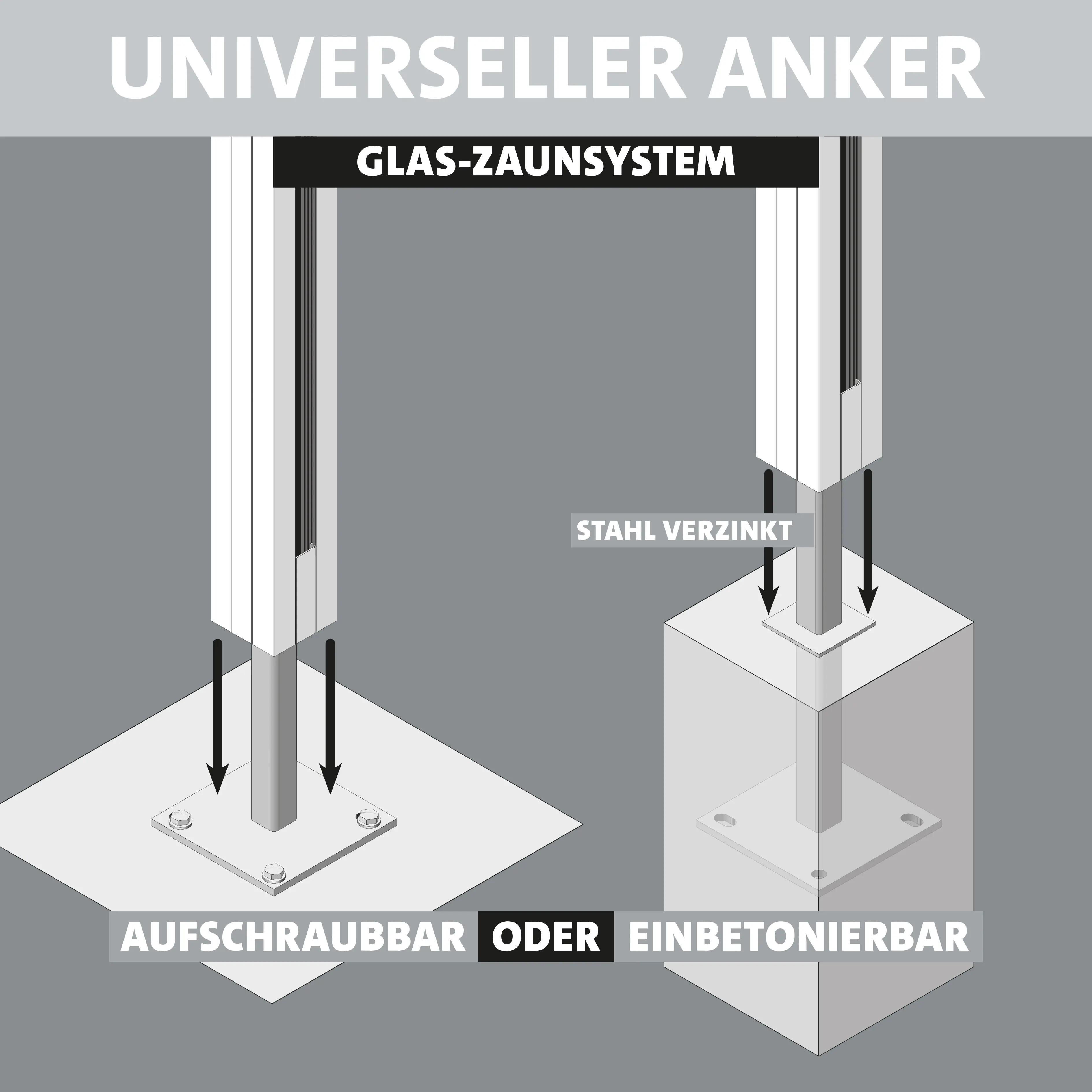 Ambiente Glaszaun Erweiterungsset Klarglas mit Siebdruck 187 x 107,2 cm anthrazit