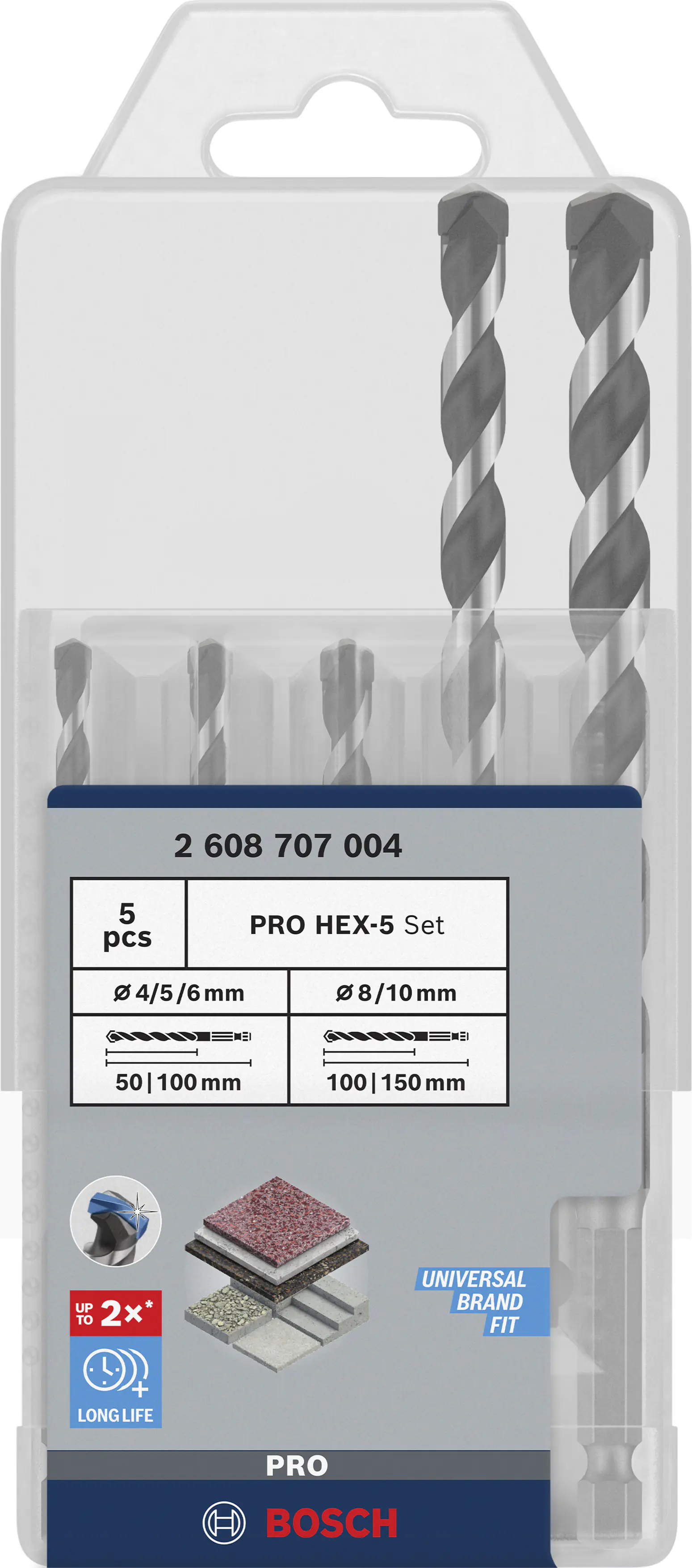 Bosch PRO Mehrzweckbohrer-Set HEX-5 Ø 4/5/6/8/10 mm 5-tlg.
