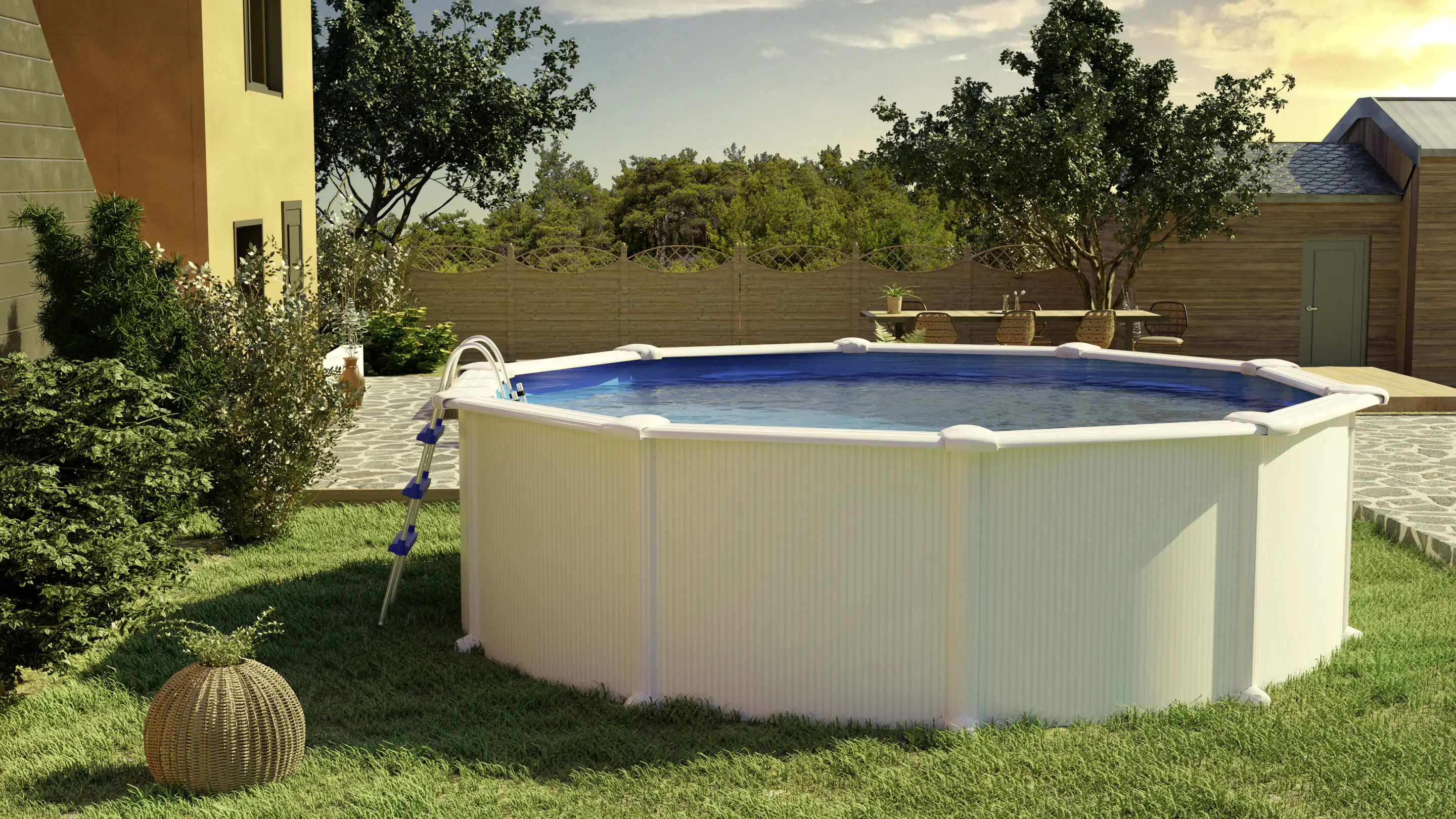 Gre Stahlwandpool Fidji rund Ø 460 x 120 cm weiß