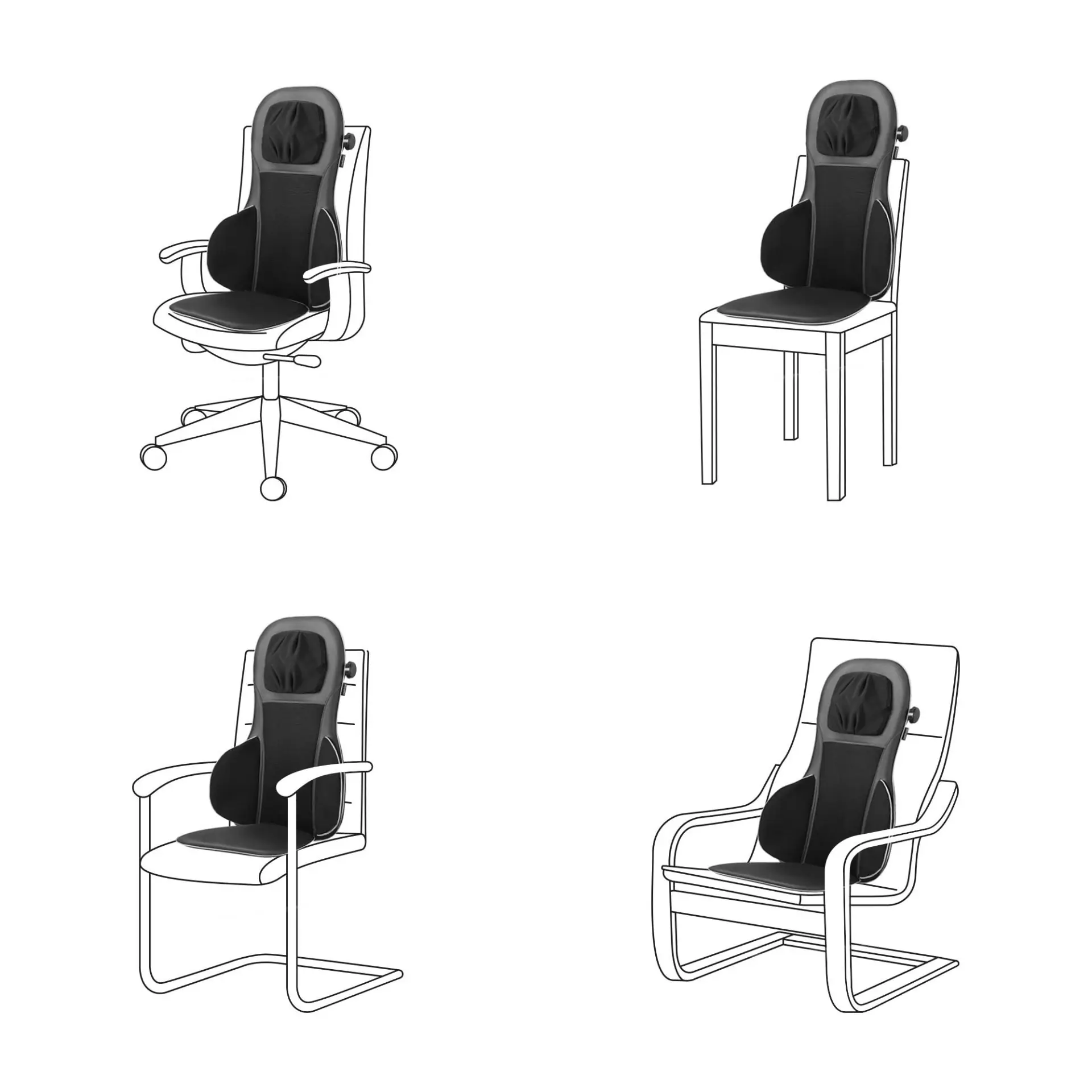 Medisana Massagesitzauflage MC 823 schwarz, Maße: ca. 110 x 42,5 x 18 cm