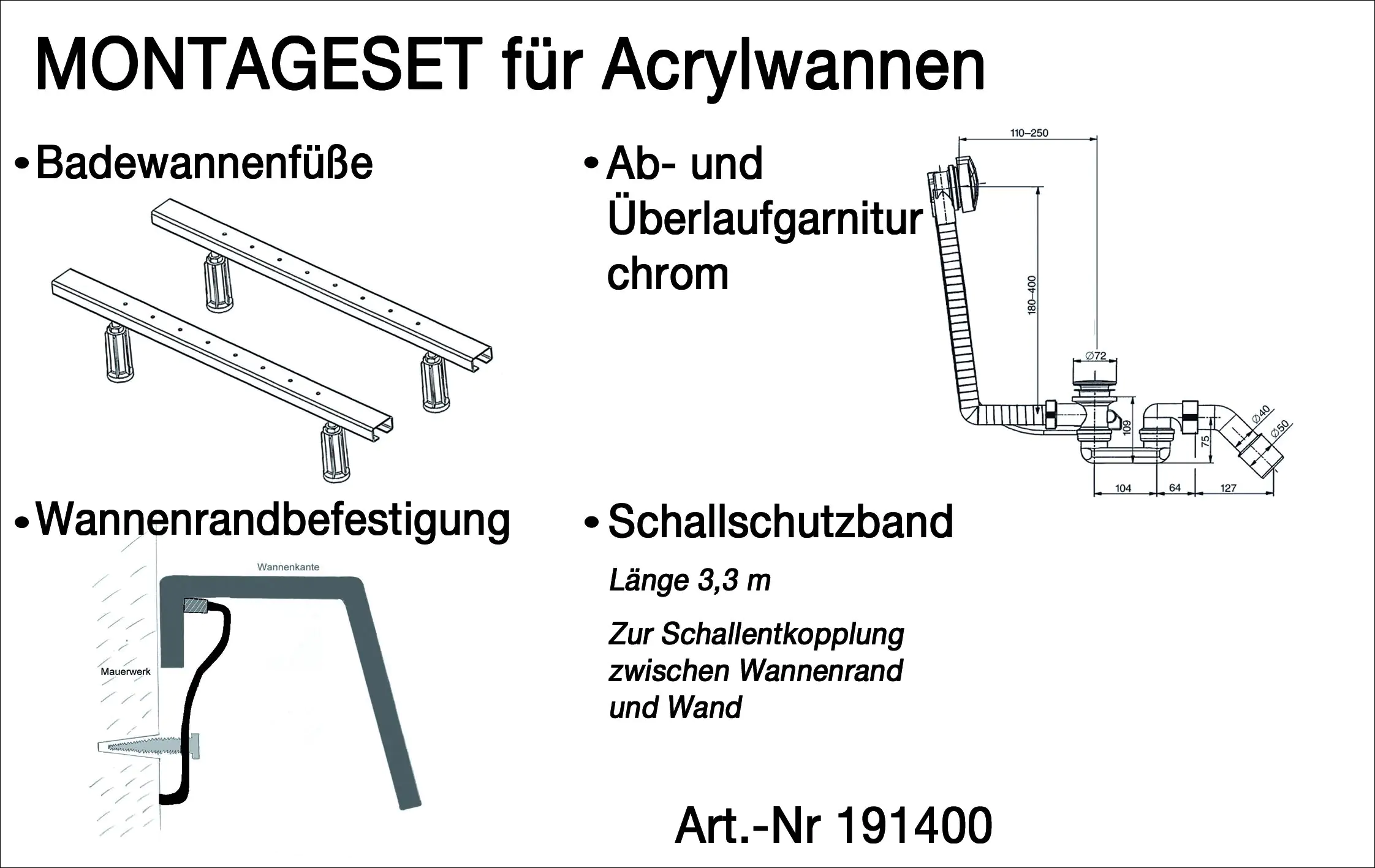 Ottofond Montage-Set für Acrylwannen